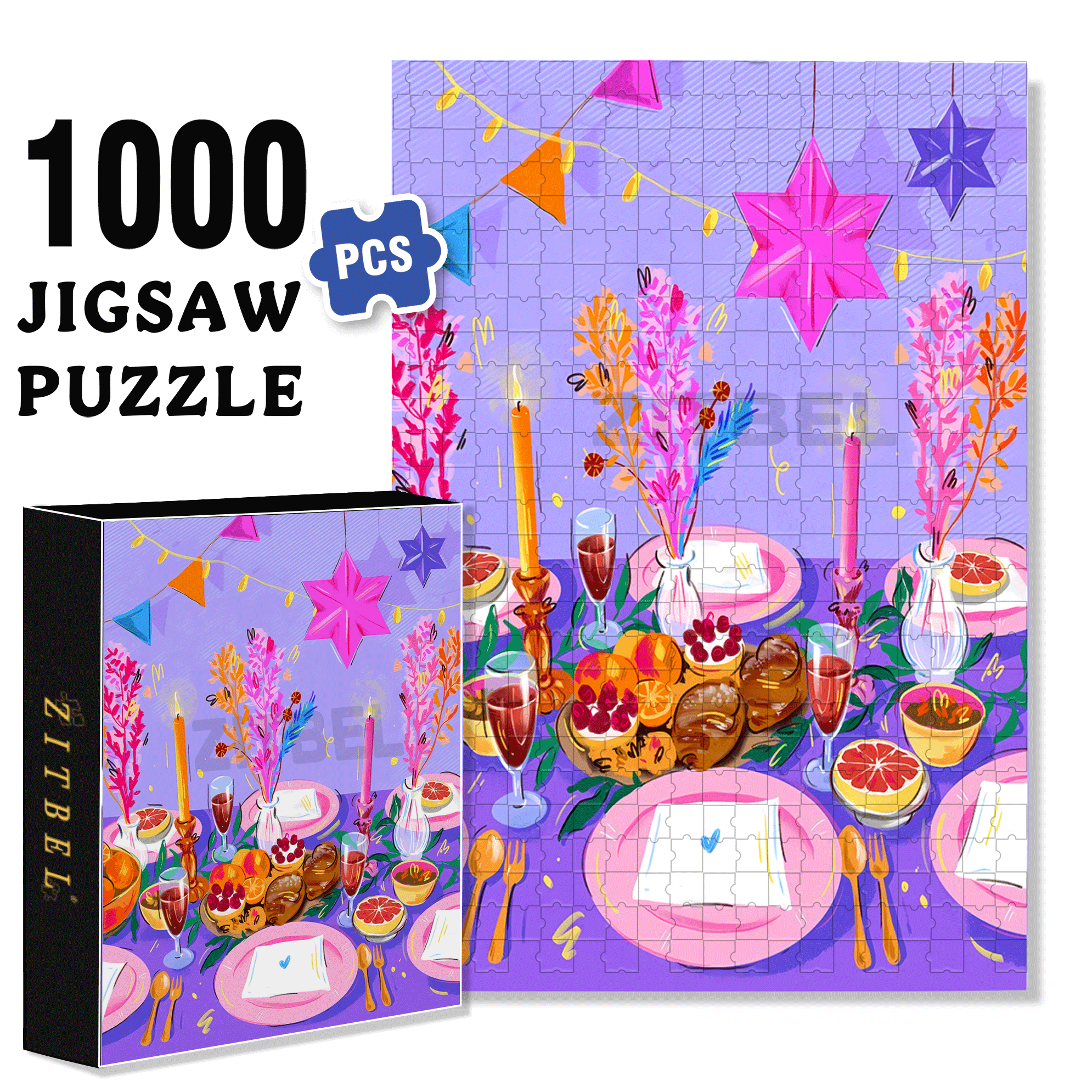Infinite Passion 3 500pcs/1000pcs Jigsaw Puzzle, Scratch-Resistant, Interactive Family Game & Brain-Boosting DIY Decor, Perfect for Halloween, Christmas & New Year Gifts, Family Puzzle Game