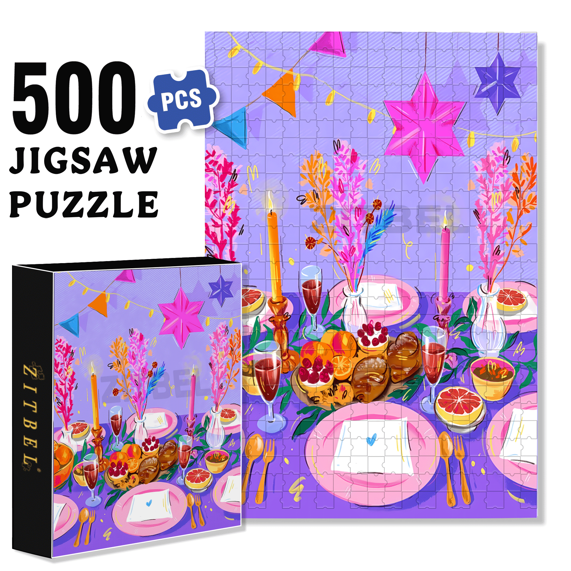 Infinite Passion 3 500pcs/1000pcs Jigsaw Puzzle, Scratch-Resistant, Interactive Family Game & Brain-Boosting DIY Decor, Perfect for Halloween, Christmas & New Year Gifts, Family Puzzle Game