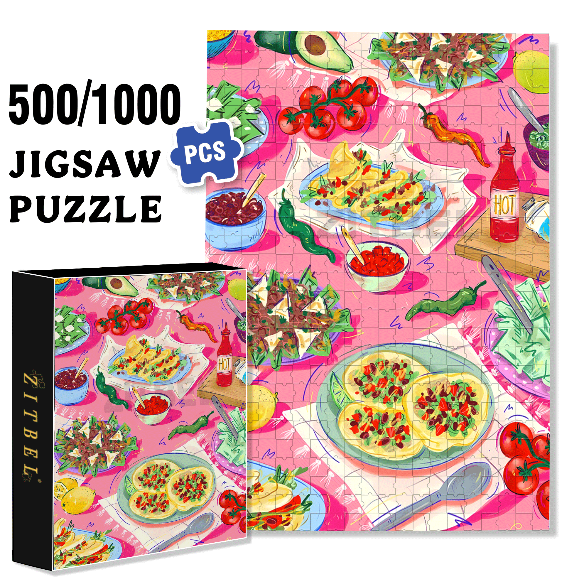 Infinite Passion 4 500pcs/1000pcs Jigsaw Puzzle, Scratch-Resistant, Interactive Family Game & Brain-Boosting DIY Decor, Perfect for Halloween, Christmas & New Year Gifts, Family Puzzle Game