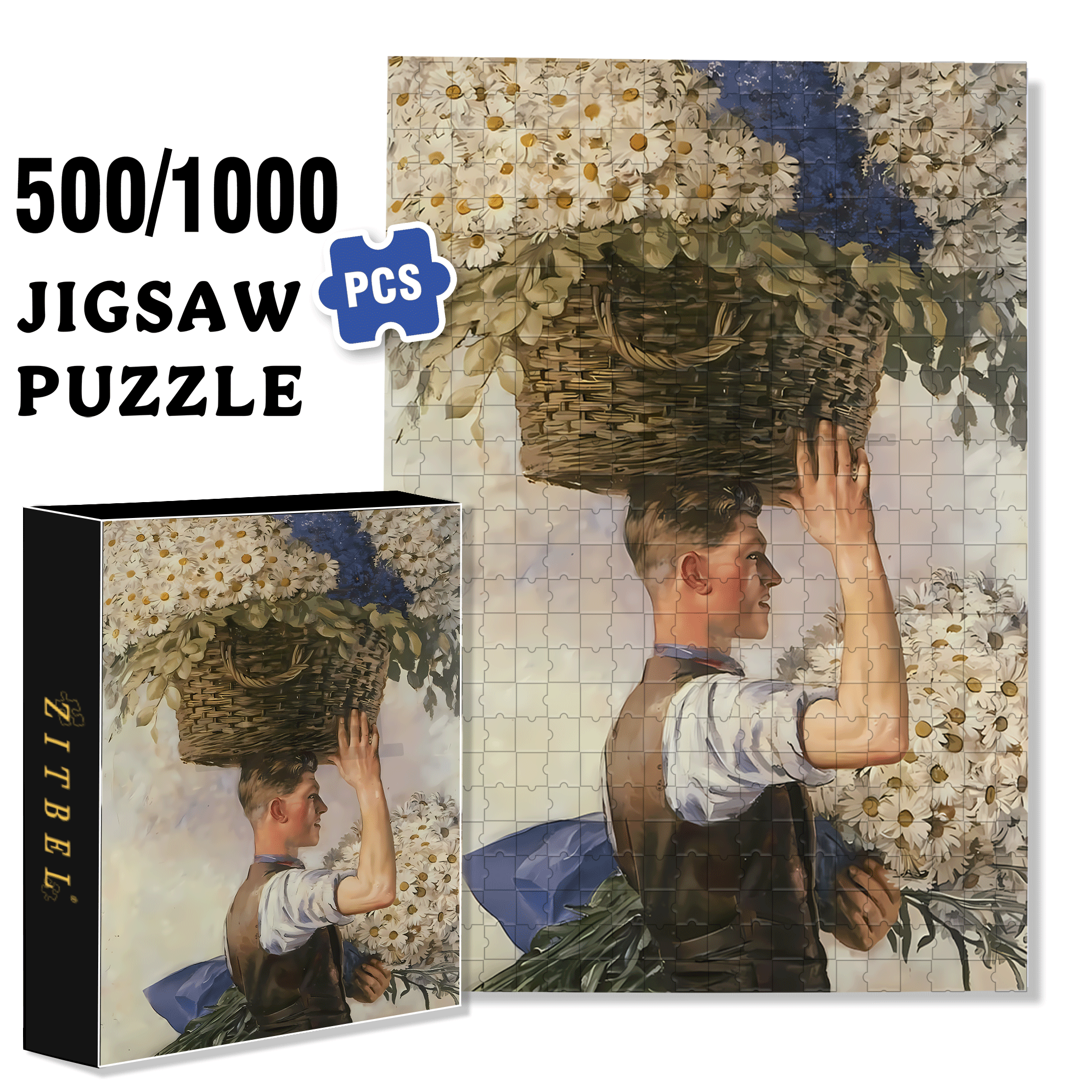 Morris 500pcs/1000pcs Jigsaw Puzzle, Scratch-Resistant, Interactive Family Game & Brain-Boosting DIY Decor, Perfect for Halloween, Christmas & New Year Gifts, Family Puzzle Game