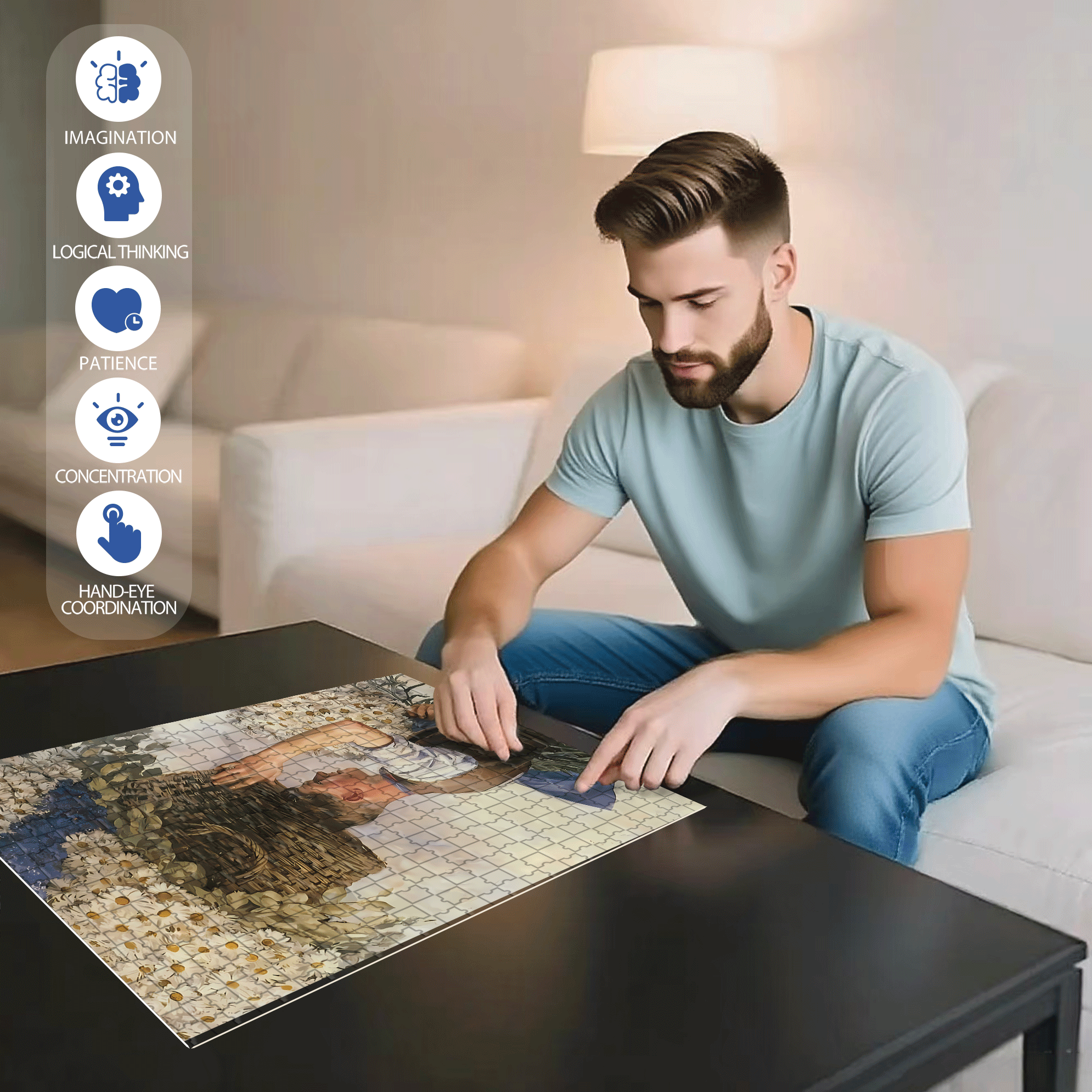 Morris 500pcs/1000pcs Jigsaw Puzzle, Scratch-Resistant, Interactive Family Game & Brain-Boosting DIY Decor, Perfect for Halloween, Christmas & New Year Gifts, Family Puzzle Game