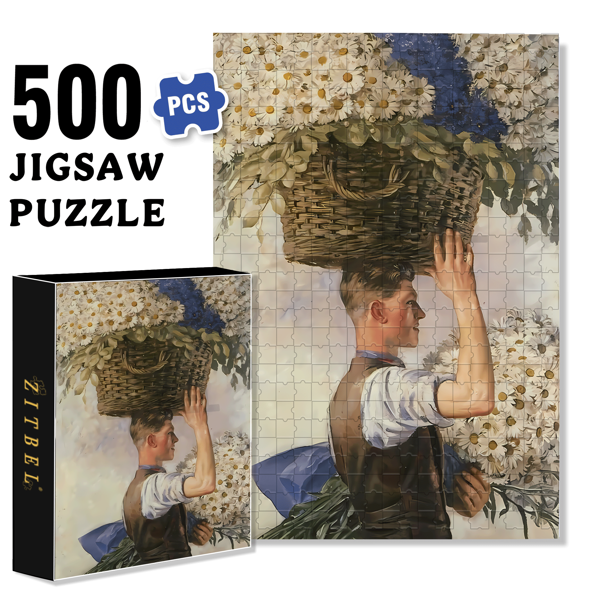 Morris 500pcs/1000pcs Jigsaw Puzzle, Scratch-Resistant, Interactive Family Game & Brain-Boosting DIY Decor, Perfect for Halloween, Christmas & New Year Gifts, Family Puzzle Game