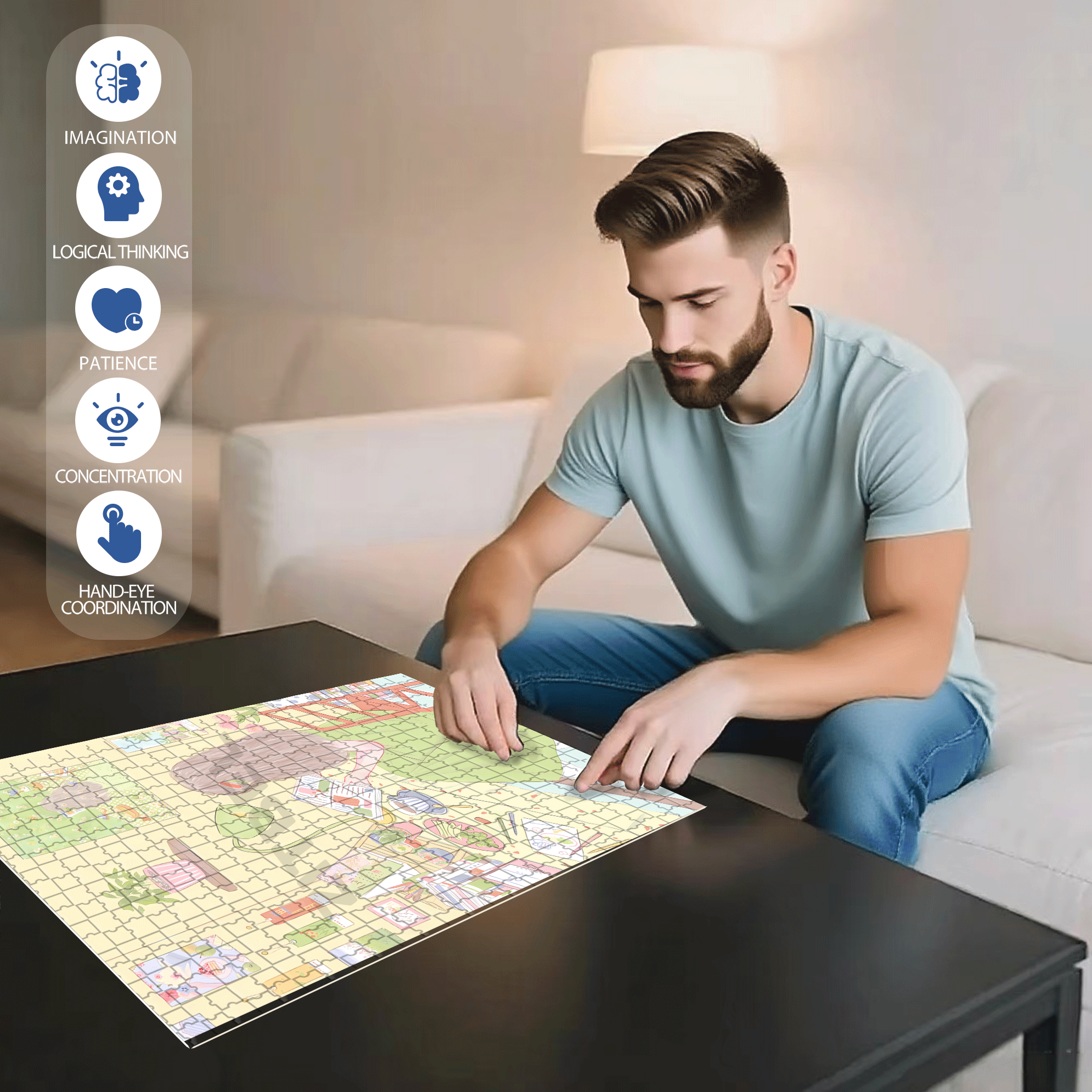My Own Space 500pcs/1000pcs Jigsaw Puzzle, Scratch-Resistant, Interactive Family Game & Brain-Boosting DIY Decor, Perfect for Halloween, Christmas & New Year Gifts, Family Puzzle Game