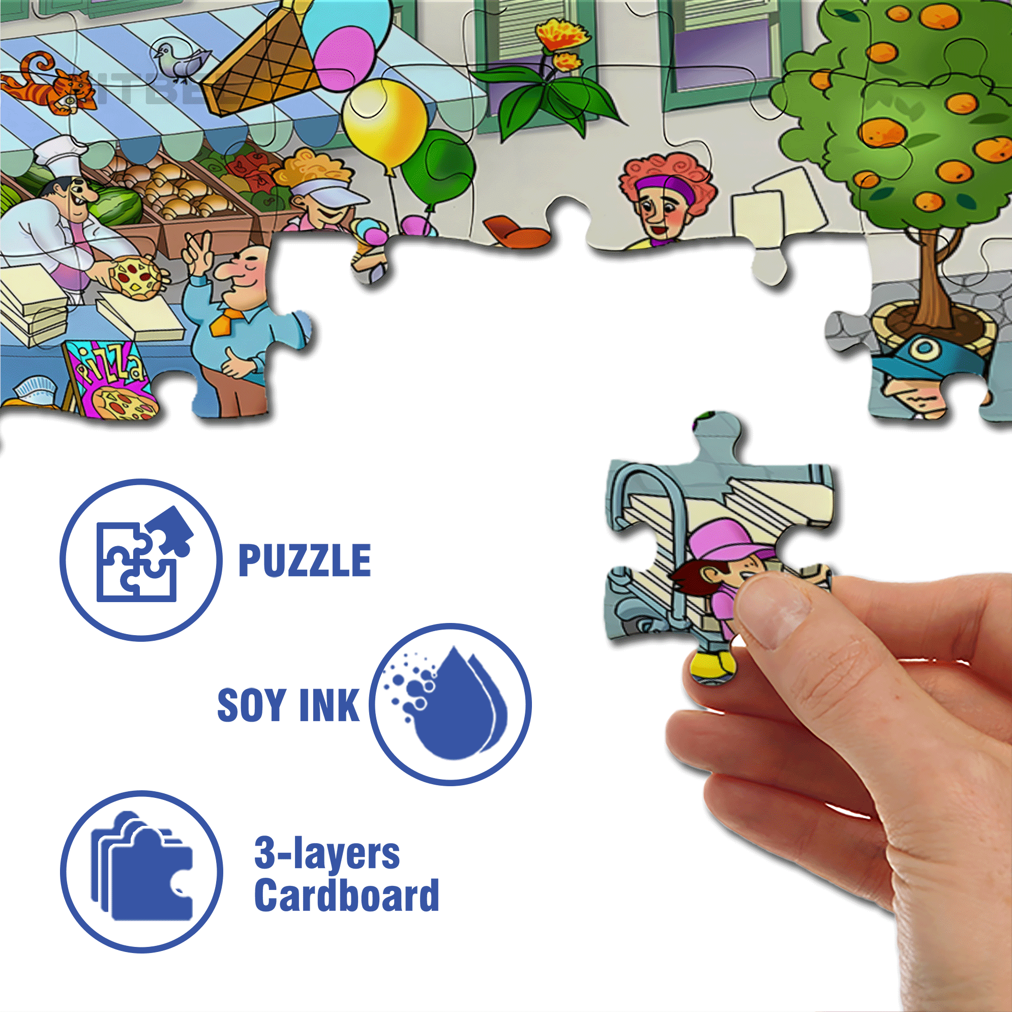 Pizza City 500pcs/1000pcs Jigsaw Puzzle, Scratch-Resistant, Interactive Family Game & Brain-Boosting DIY Decor, Perfect for Halloween, Christmas & New Year Gifts, Family Puzzle Game
