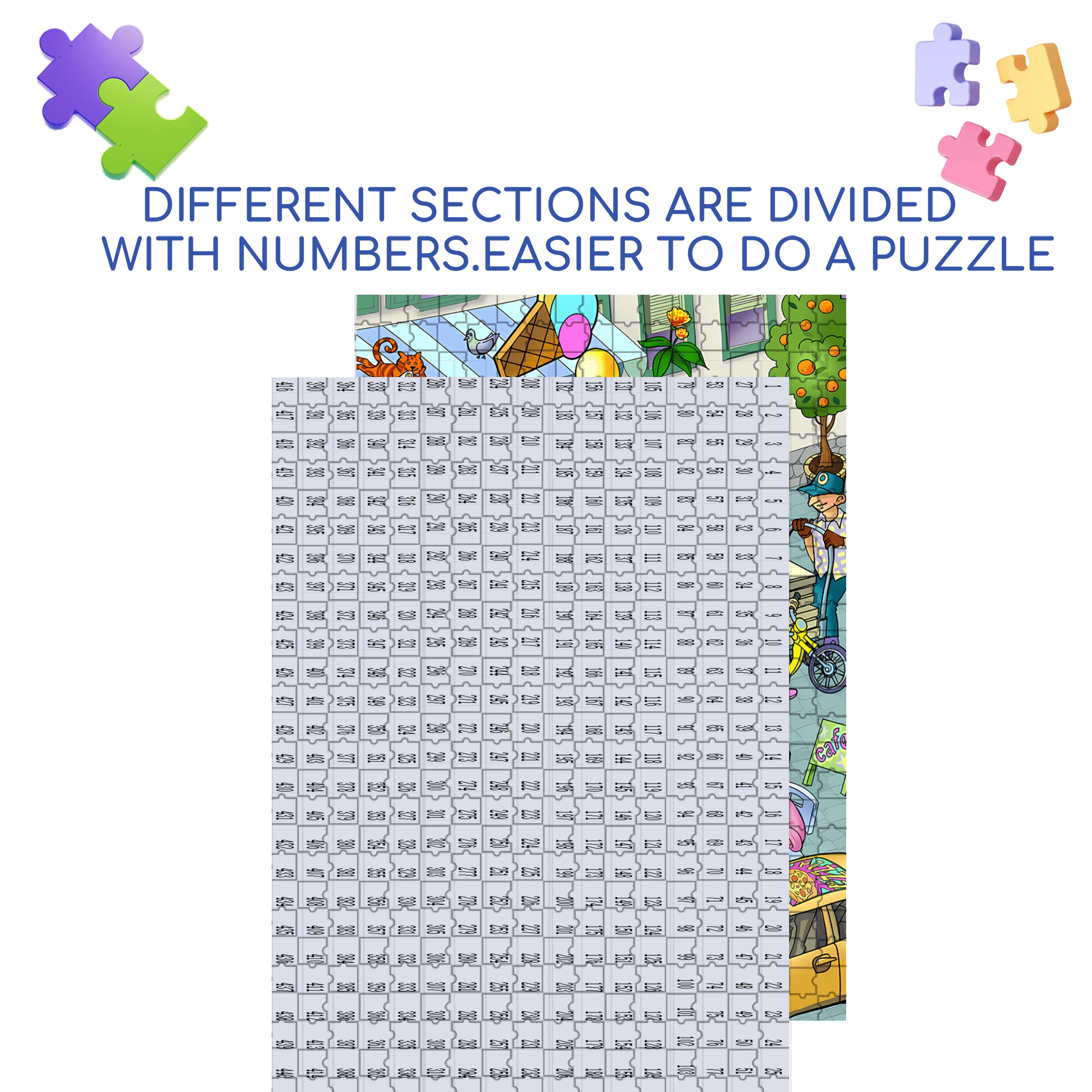 Pizza City 500pcs/1000pcs Jigsaw Puzzle, Scratch-Resistant, Interactive Family Game & Brain-Boosting DIY Decor, Perfect for Halloween, Christmas & New Year Gifts, Family Puzzle Game