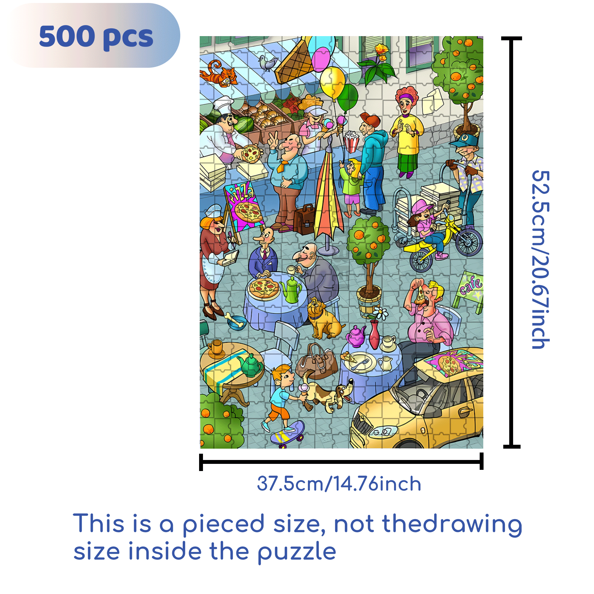 Pizza City 500pcs/1000pcs Jigsaw Puzzle, Scratch-Resistant, Interactive Family Game & Brain-Boosting DIY Decor, Perfect for Halloween, Christmas & New Year Gifts, Family Puzzle Game