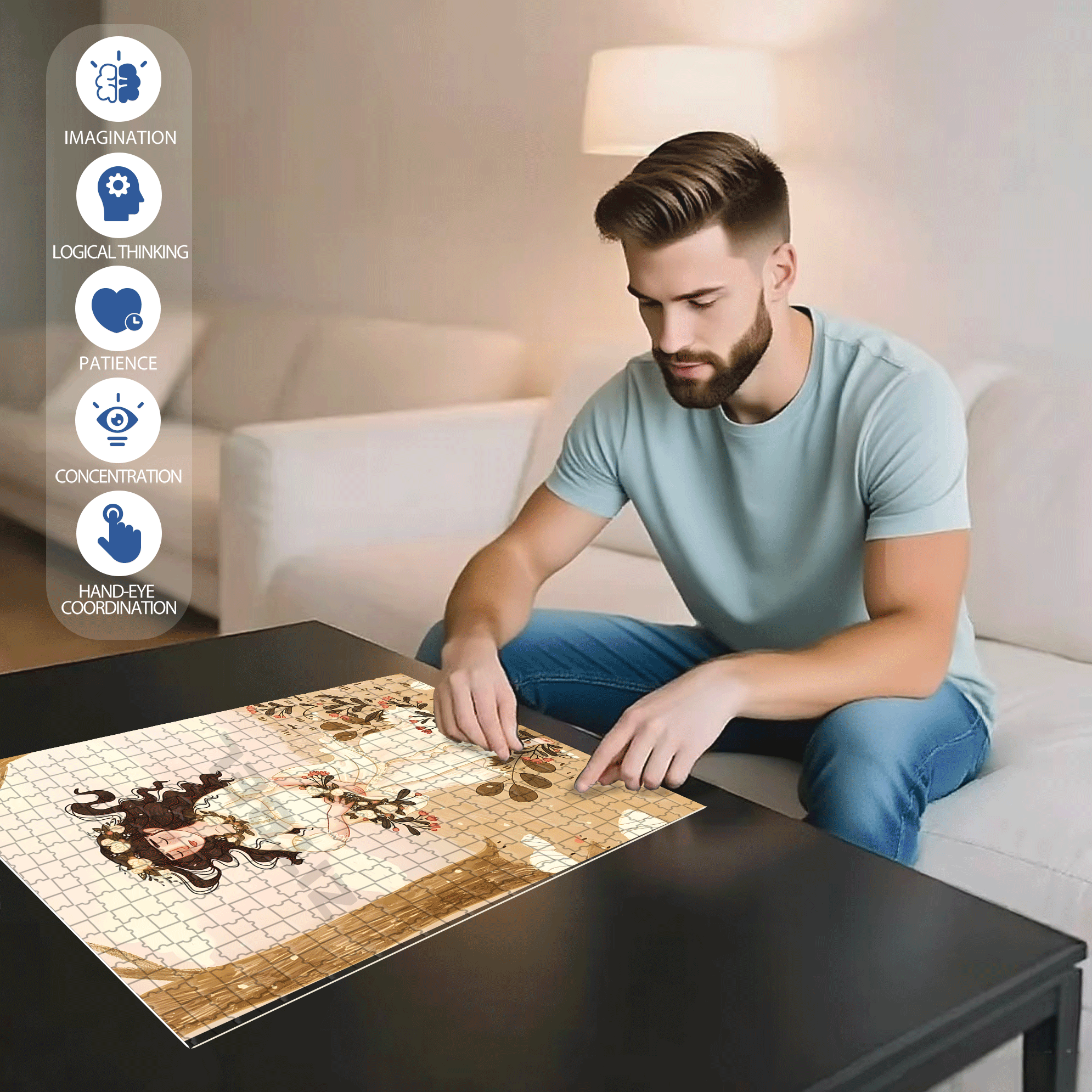 Priscilla 500pcs/1000pcs Jigsaw Puzzle, Scratch-Resistant, Interactive Family Game & Brain-Boosting DIY Decor, Perfect for Halloween, Christmas & New Year Gifts, Family Puzzle Game