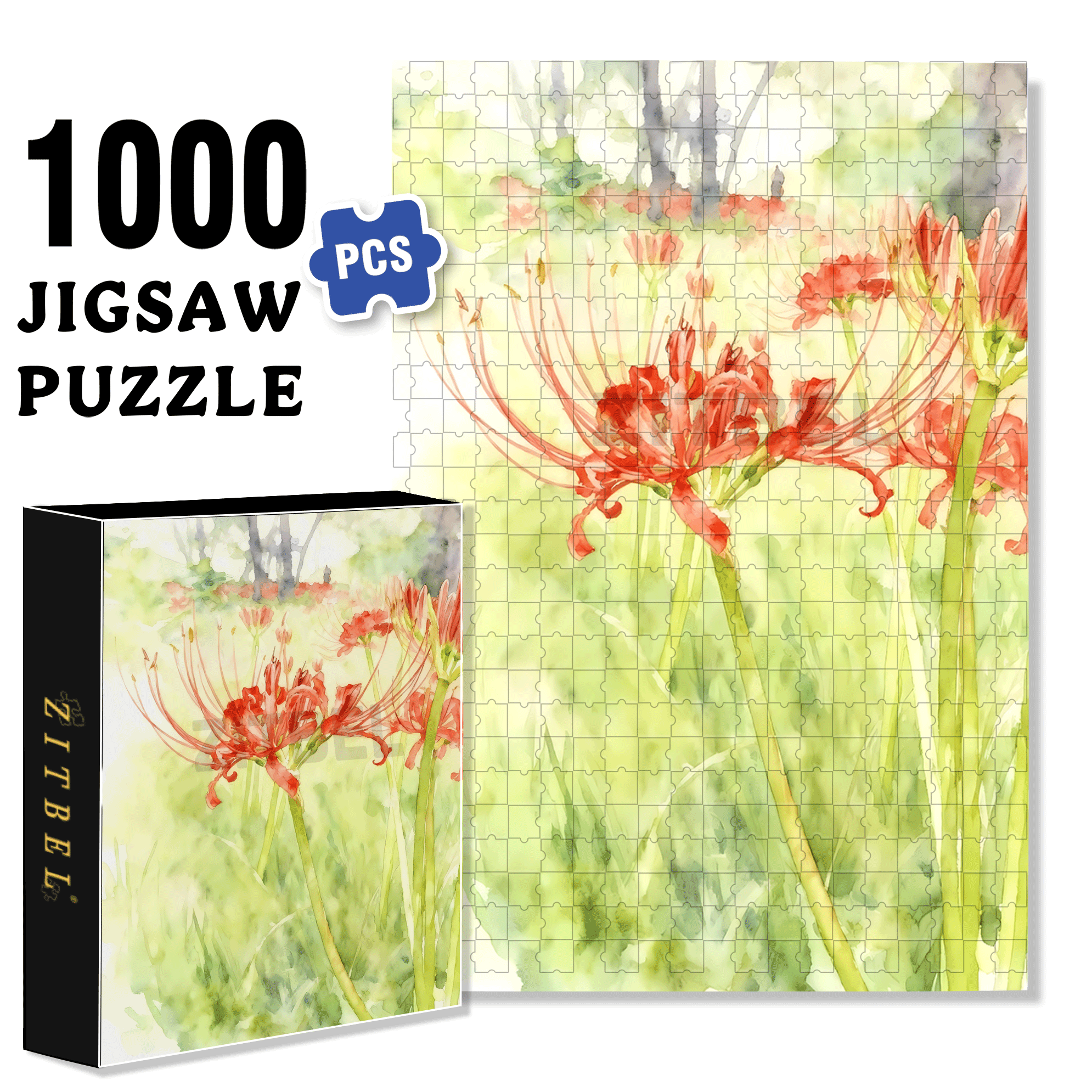 Red Spider Lily 500pcs/1000pcs Jigsaw Puzzle, Scratch-Resistant, Interactive Family Game & Brain-Boosting DIY Decor, Perfect for Halloween, Christmas & New Year Gifts, Family Puzzle Game