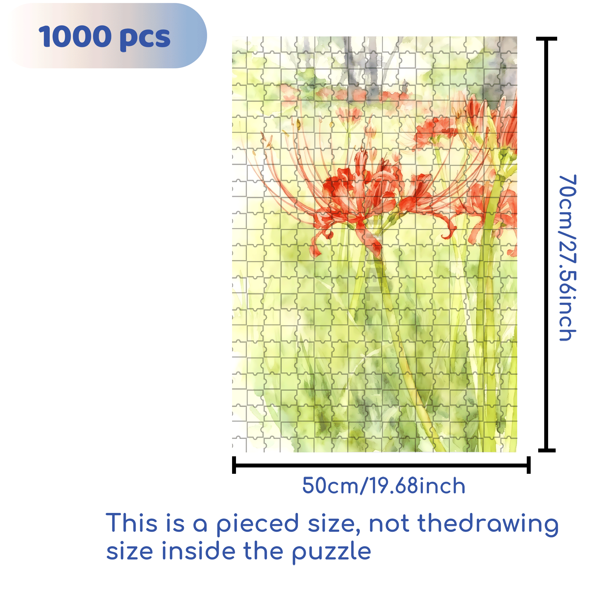 Red Spider Lily 500pcs/1000pcs Jigsaw Puzzle, Scratch-Resistant, Interactive Family Game & Brain-Boosting DIY Decor, Perfect for Halloween, Christmas & New Year Gifts, Family Puzzle Game