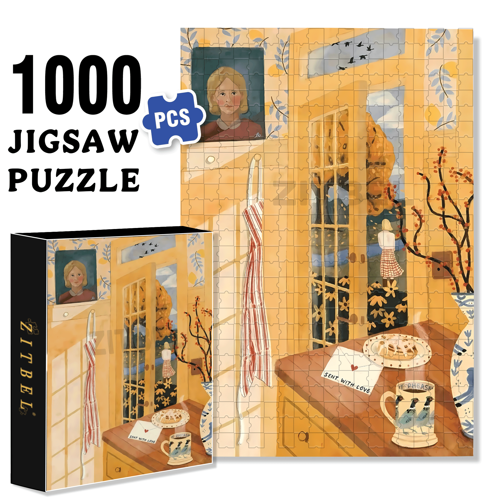 Sent With Love 500pcs/1000pcs Jigsaw Puzzle, Scratch-Resistant, Interactive Family Game & Brain-Boosting DIY Decor, Perfect for Halloween, Christmas & New Year Gifts, Family Puzzle Game