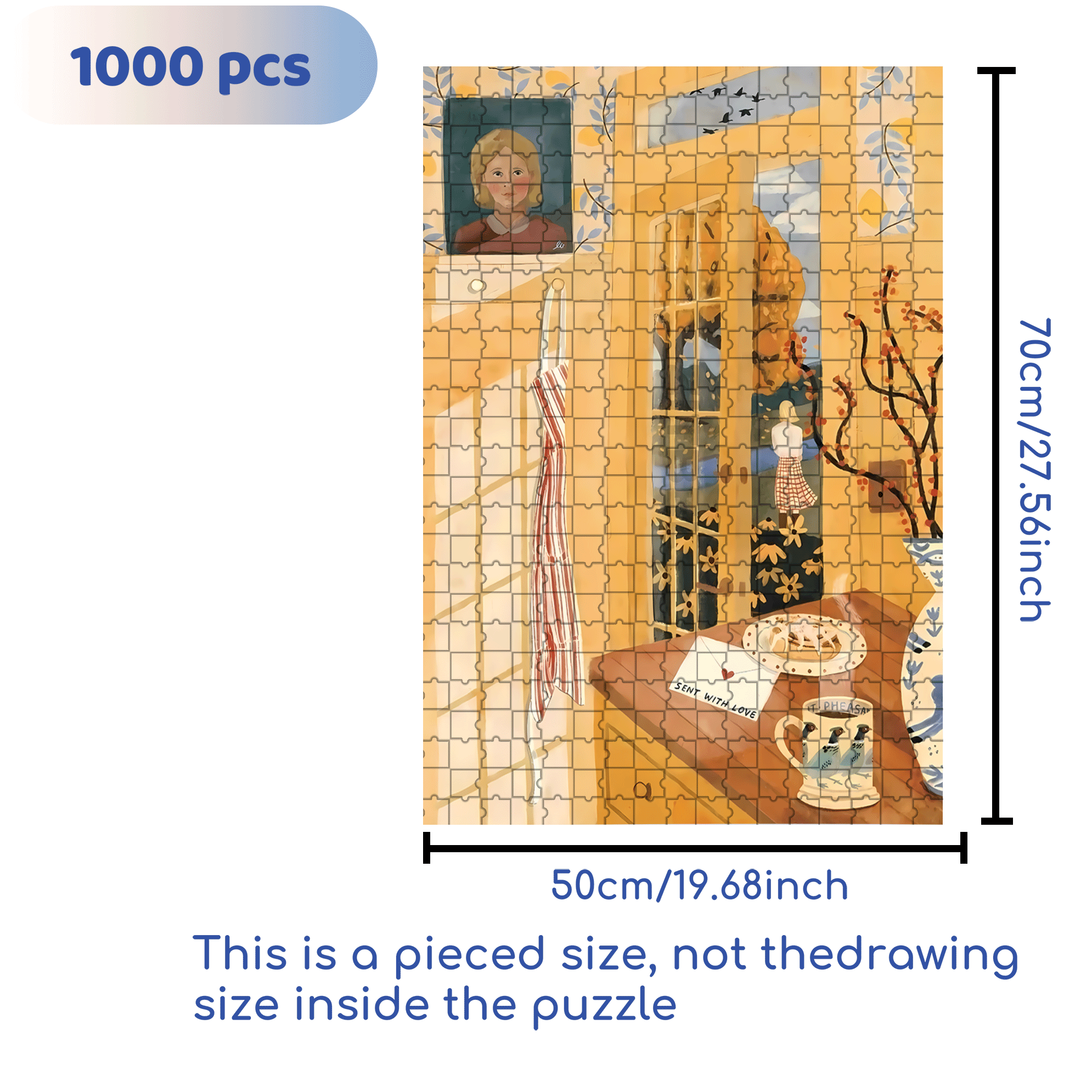 Sent With Love 500pcs/1000pcs Jigsaw Puzzle, Scratch-Resistant, Interactive Family Game & Brain-Boosting DIY Decor, Perfect for Halloween, Christmas & New Year Gifts, Family Puzzle Game