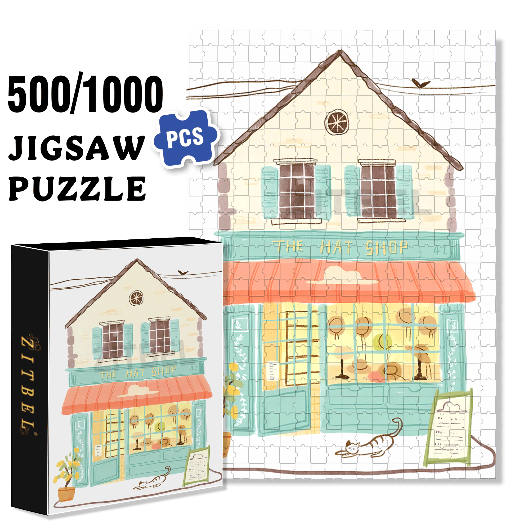 Soulful Little Shop Series 3 500pcs/1000pcs Jigsaw Puzzle, Scratch-Resistant, Interactive Family Game & Brain-Boosting DIY Decor, Perfect for Halloween, Christmas & New Year Gifts, Family Puzzle Game