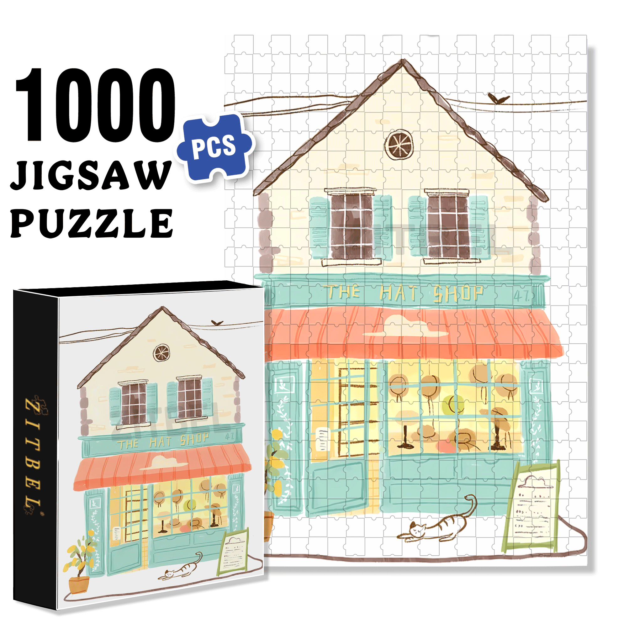 Soulful Little Shop Series 3 500pcs/1000pcs Jigsaw Puzzle, Scratch-Resistant, Interactive Family Game & Brain-Boosting DIY Decor, Perfect for Halloween, Christmas & New Year Gifts, Family Puzzle Game
