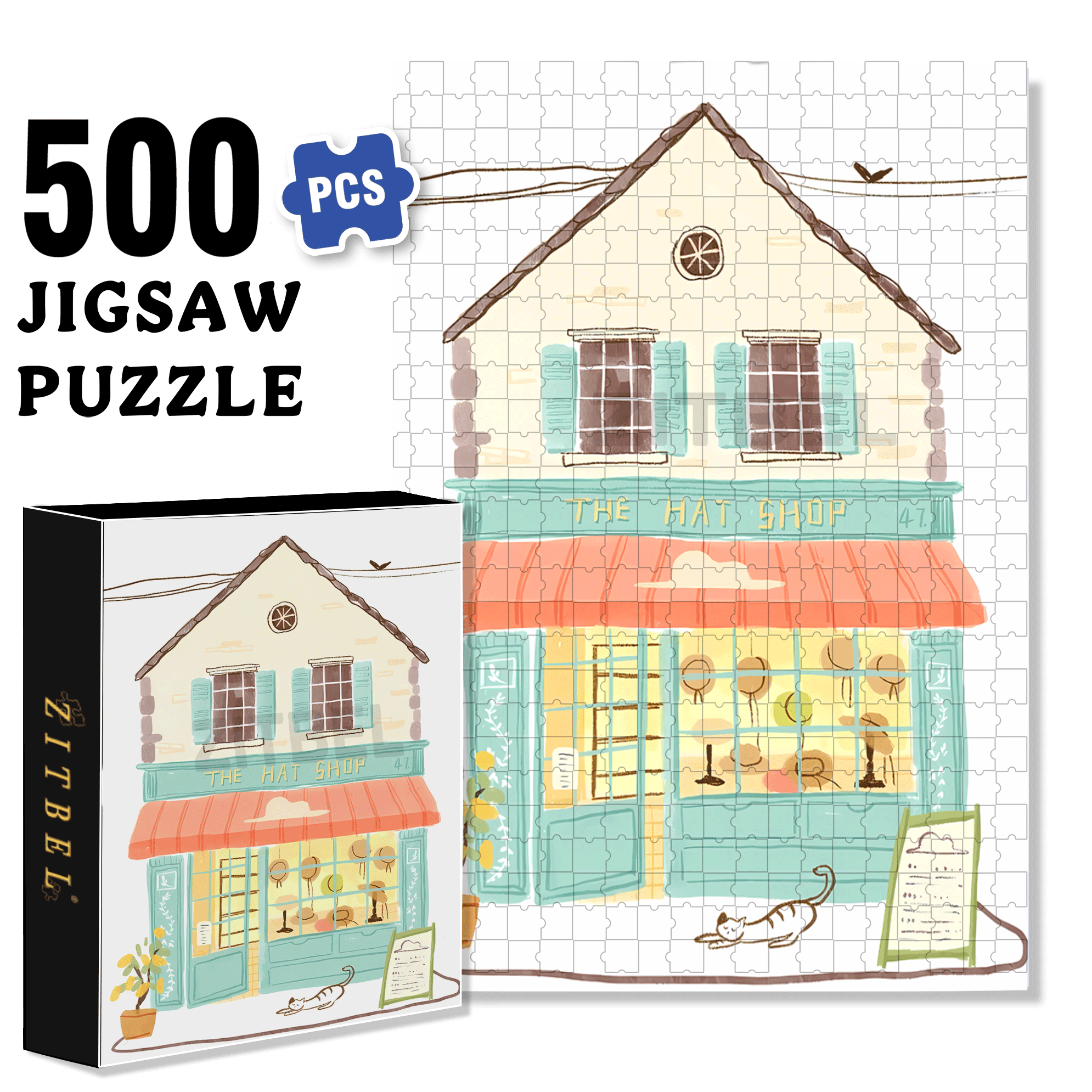 Soulful Little Shop Series 3 500pcs/1000pcs Jigsaw Puzzle, Scratch-Resistant, Interactive Family Game & Brain-Boosting DIY Decor, Perfect for Halloween, Christmas & New Year Gifts, Family Puzzle Game