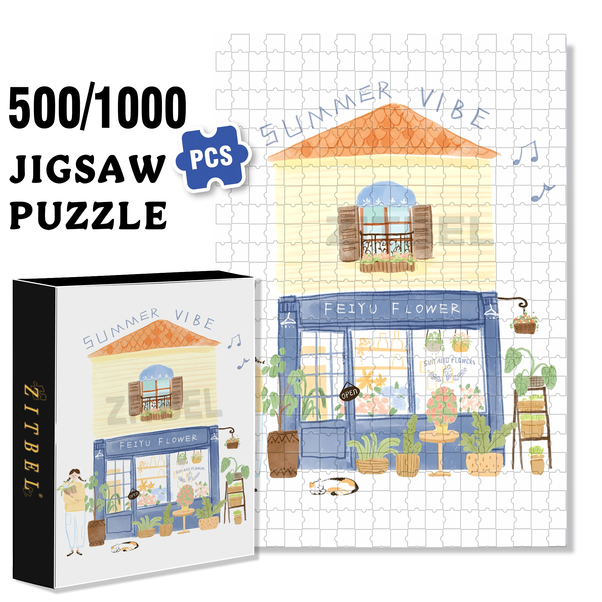 Soulful Little Shop Series 4 500pcs/1000pcs Jigsaw Puzzle, Scratch-Resistant, Interactive Family Game & Brain-Boosting DIY Decor, Perfect for Halloween, Christmas & New Year Gifts, Family Puzzle Game