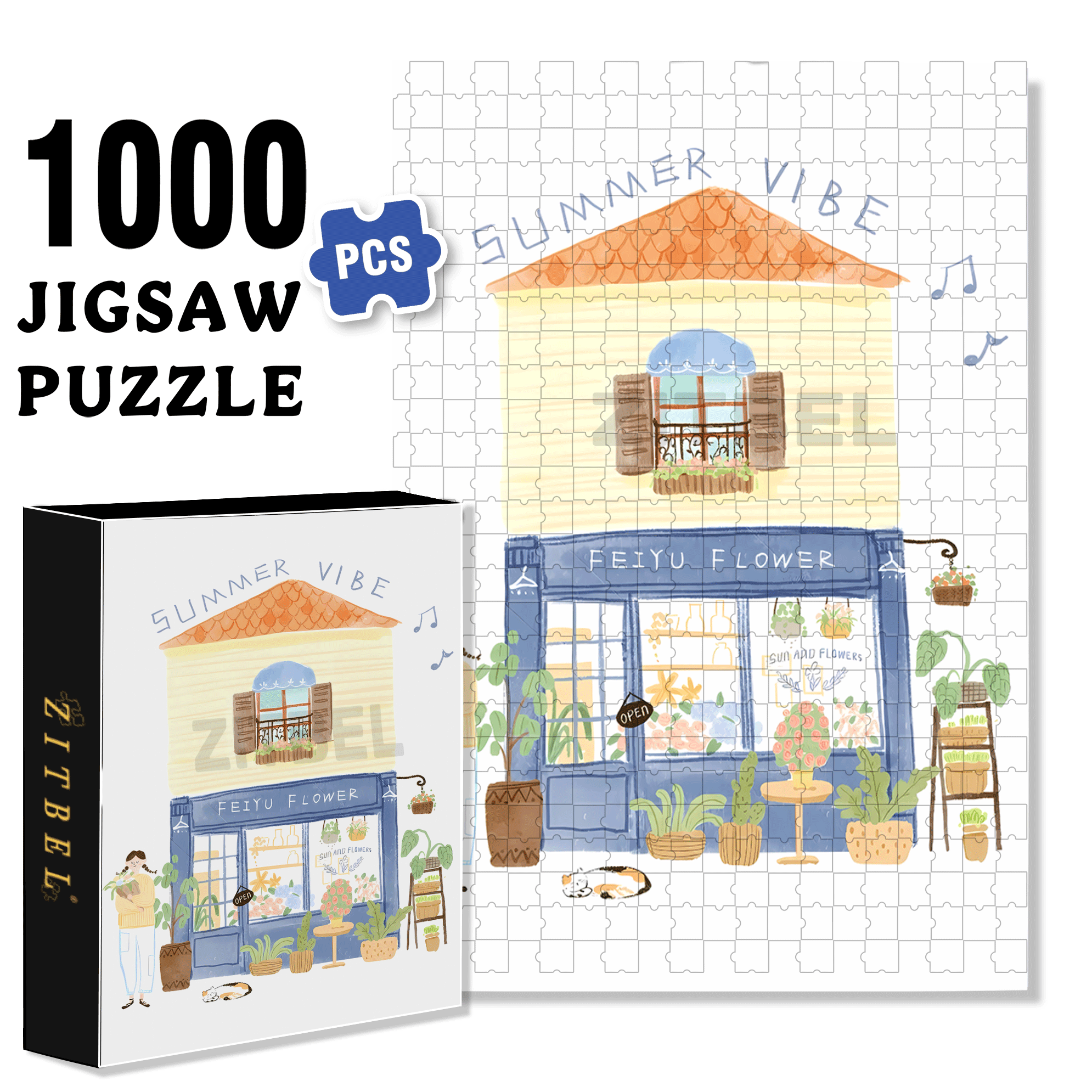 Soulful Little Shop Series 4 500pcs/1000pcs Jigsaw Puzzle, Scratch-Resistant, Interactive Family Game & Brain-Boosting DIY Decor, Perfect for Halloween, Christmas & New Year Gifts, Family Puzzle Game