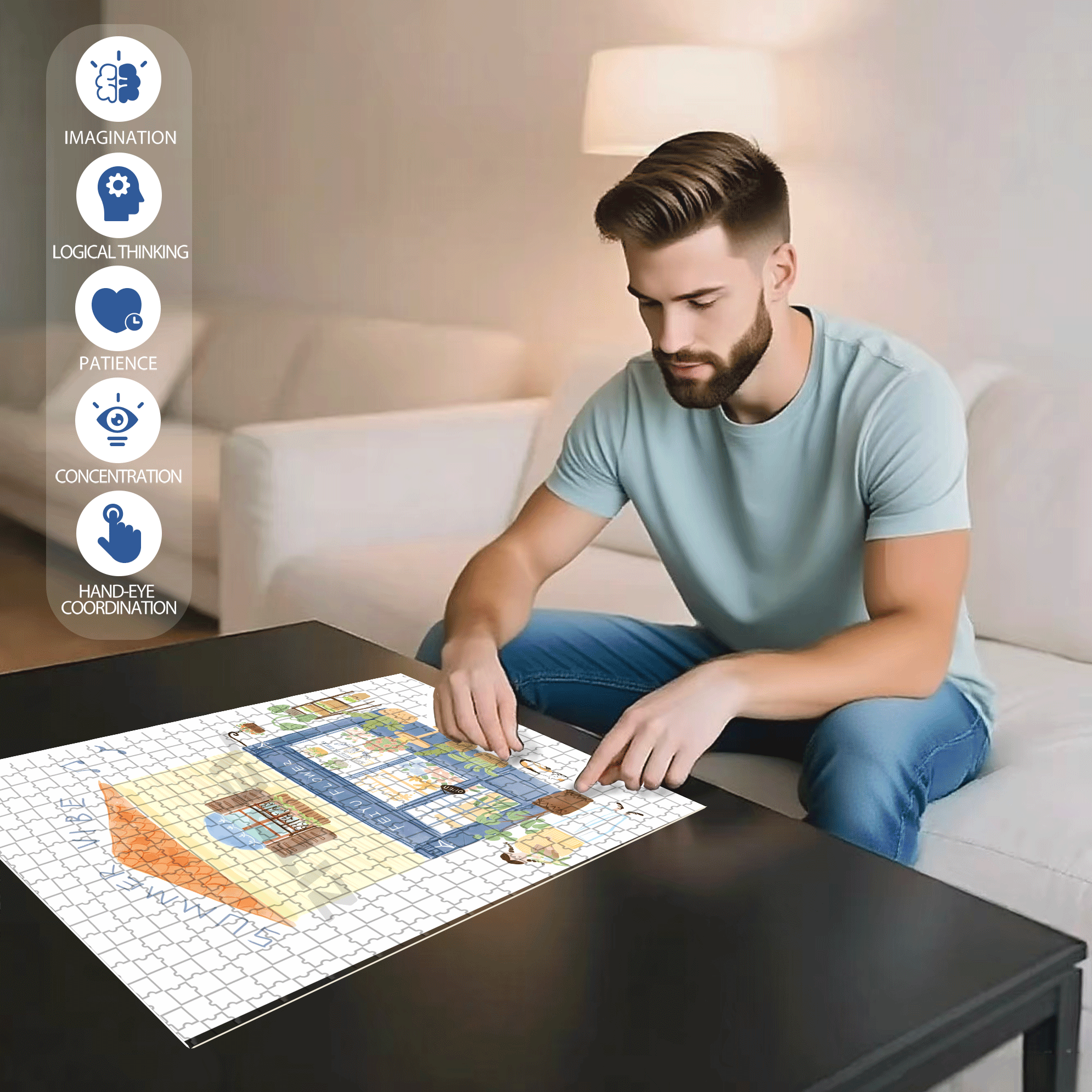 Soulful Little Shop Series 4 500pcs/1000pcs Jigsaw Puzzle, Scratch-Resistant, Interactive Family Game & Brain-Boosting DIY Decor, Perfect for Halloween, Christmas & New Year Gifts, Family Puzzle Game
