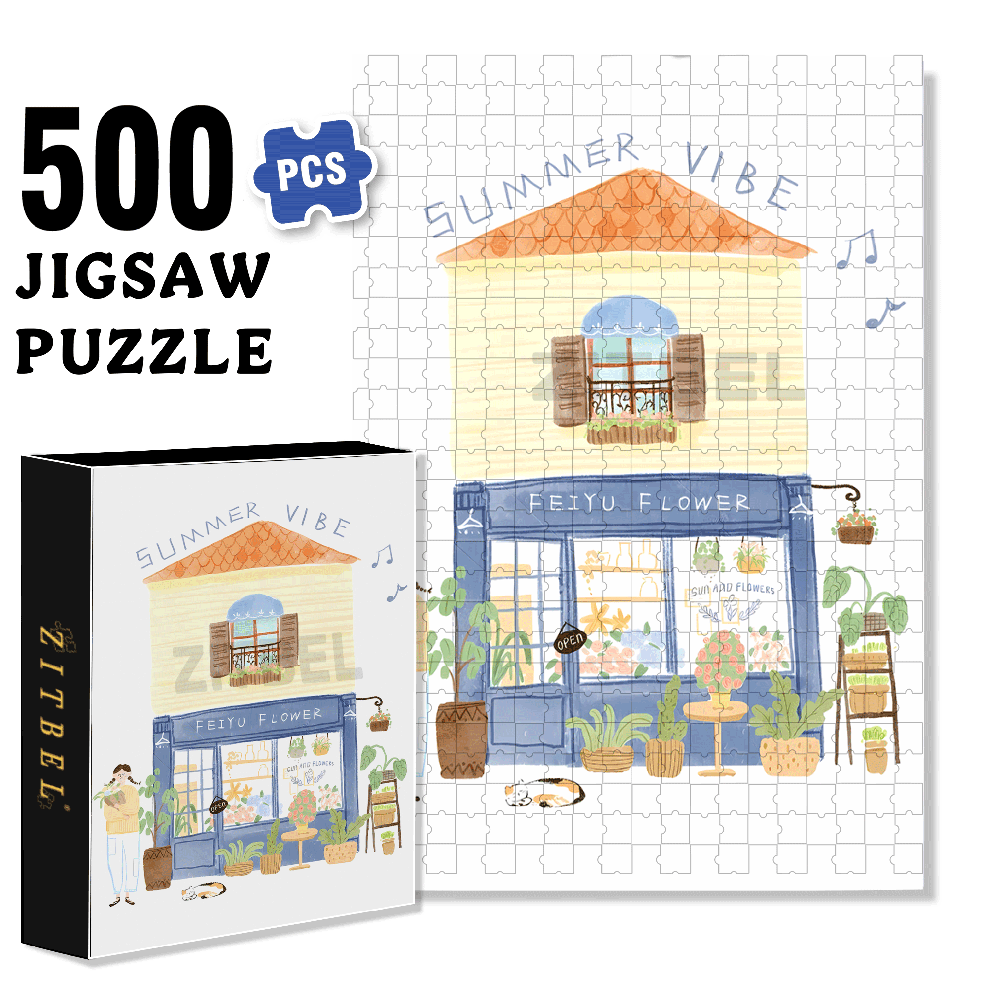 Soulful Little Shop Series 4 500pcs/1000pcs Jigsaw Puzzle, Scratch-Resistant, Interactive Family Game & Brain-Boosting DIY Decor, Perfect for Halloween, Christmas & New Year Gifts, Family Puzzle Game