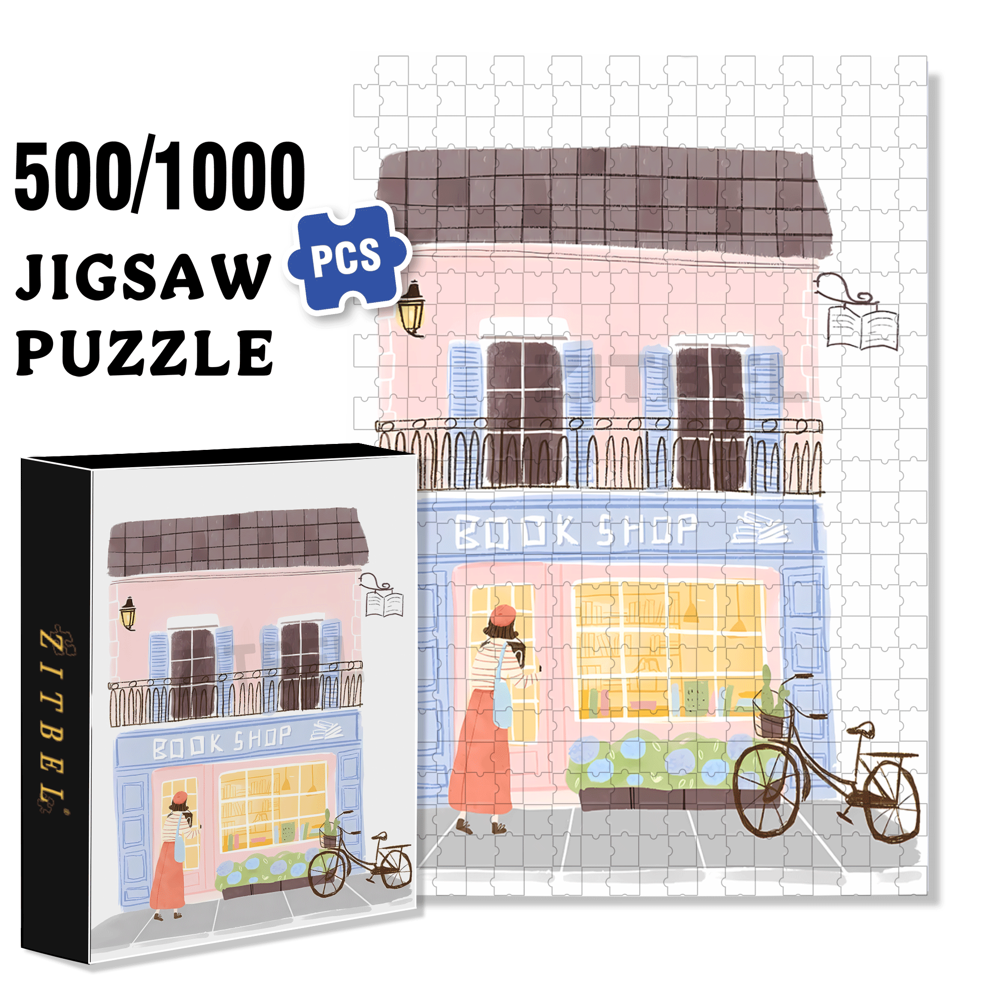 Soulful Little Shop Series 500pcs/1000pcs Jigsaw Puzzle, Scratch-Resistant, Interactive Family Game & Brain-Boosting DIY Decor, Perfect for Halloween, Christmas & New Year Gifts, Family Puzzle Game