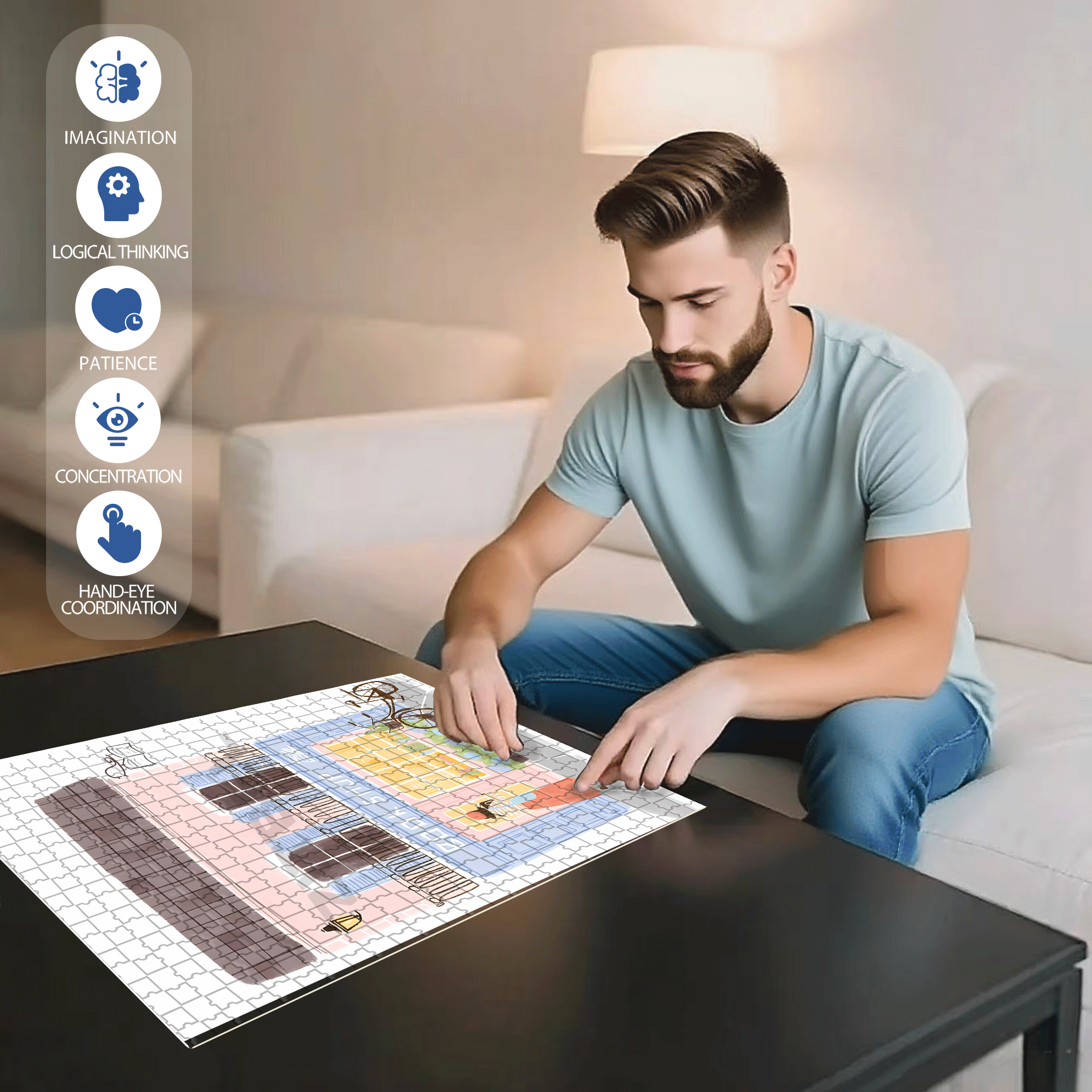 Soulful Little Shop Series 500pcs/1000pcs Jigsaw Puzzle, Scratch-Resistant, Interactive Family Game & Brain-Boosting DIY Decor, Perfect for Halloween, Christmas & New Year Gifts, Family Puzzle Game