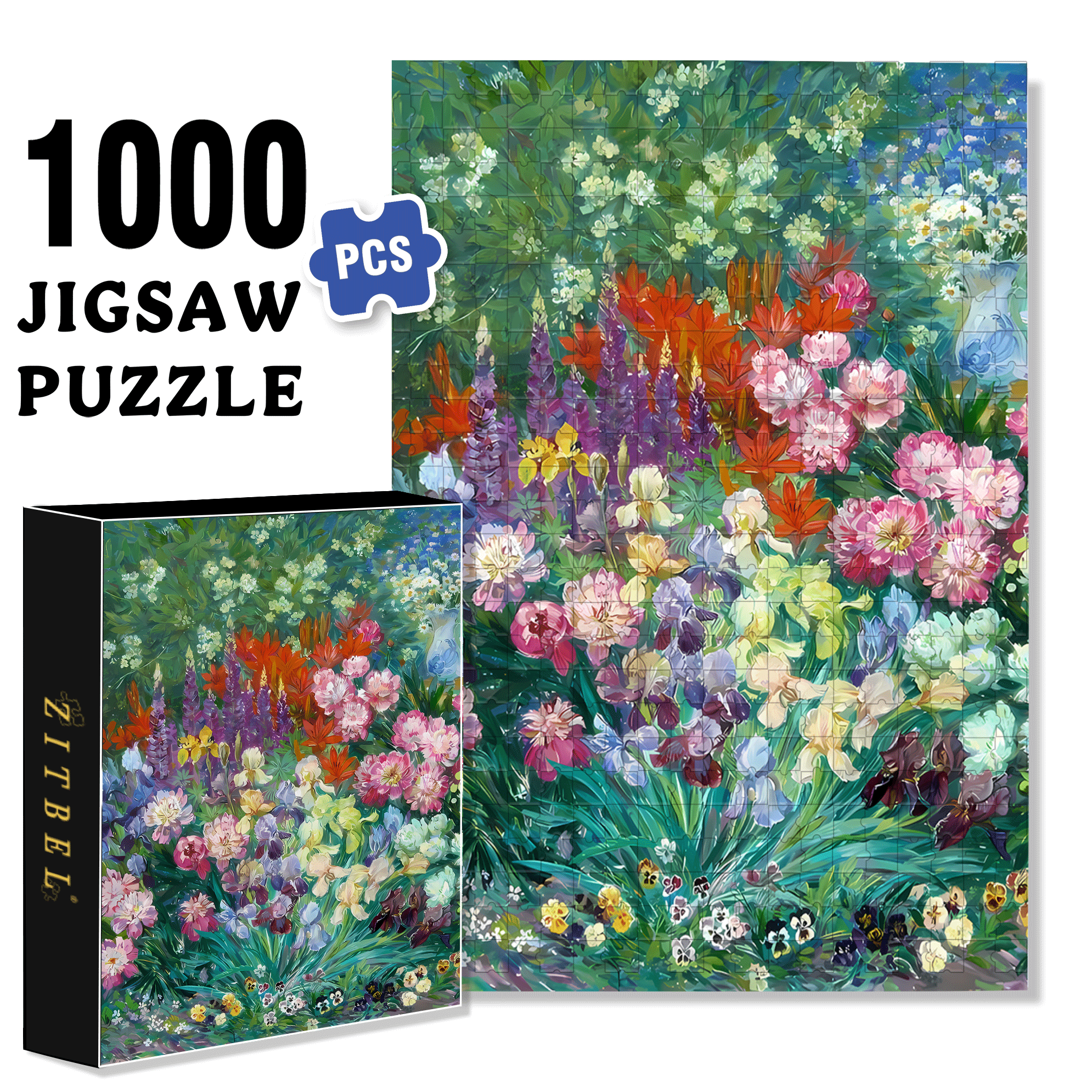Spring Wildflower Waterfall 500pcs/1000pcs Jigsaw Puzzle, Scratch-Resistant, Interactive Family Game & Brain-Boosting DIY Decor, Perfect for Halloween, Christmas & New Year Gifts, Family Puzzle Game