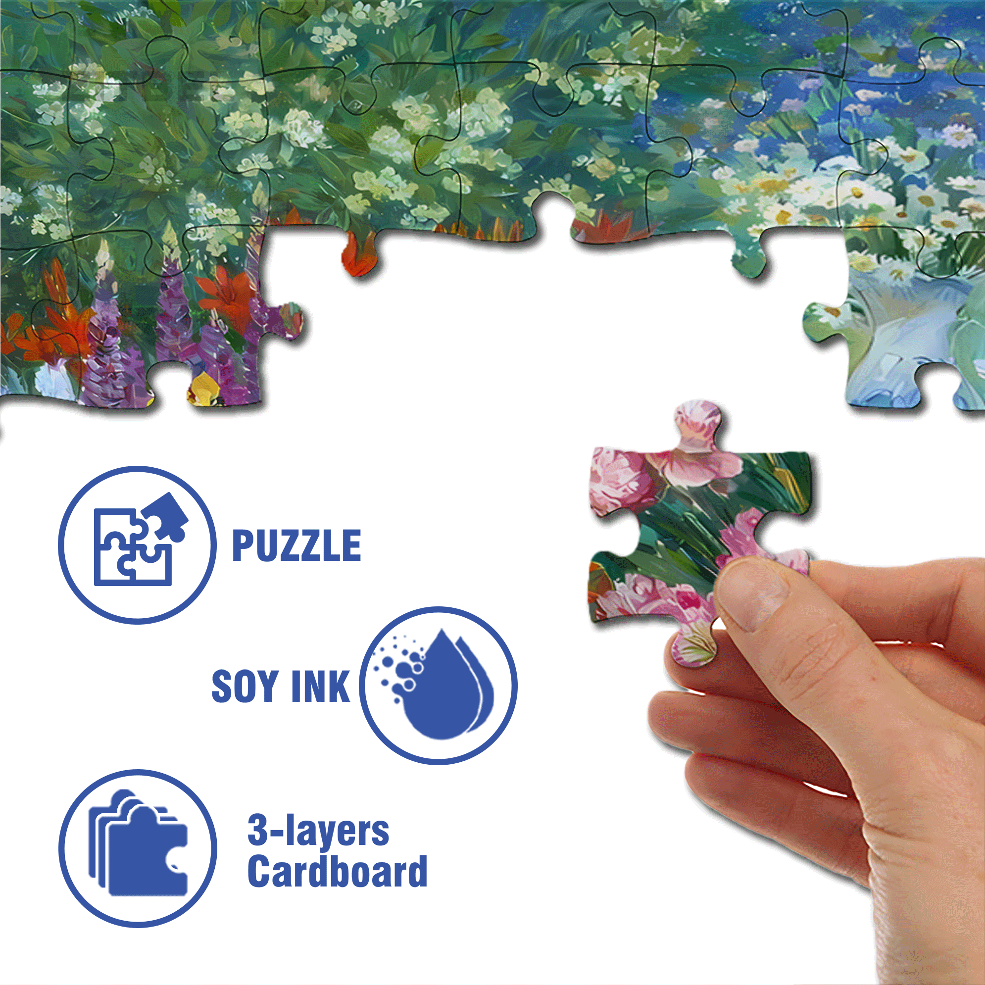 Spring Wildflower Waterfall 500pcs/1000pcs Jigsaw Puzzle, Scratch-Resistant, Interactive Family Game & Brain-Boosting DIY Decor, Perfect for Halloween, Christmas & New Year Gifts, Family Puzzle Game