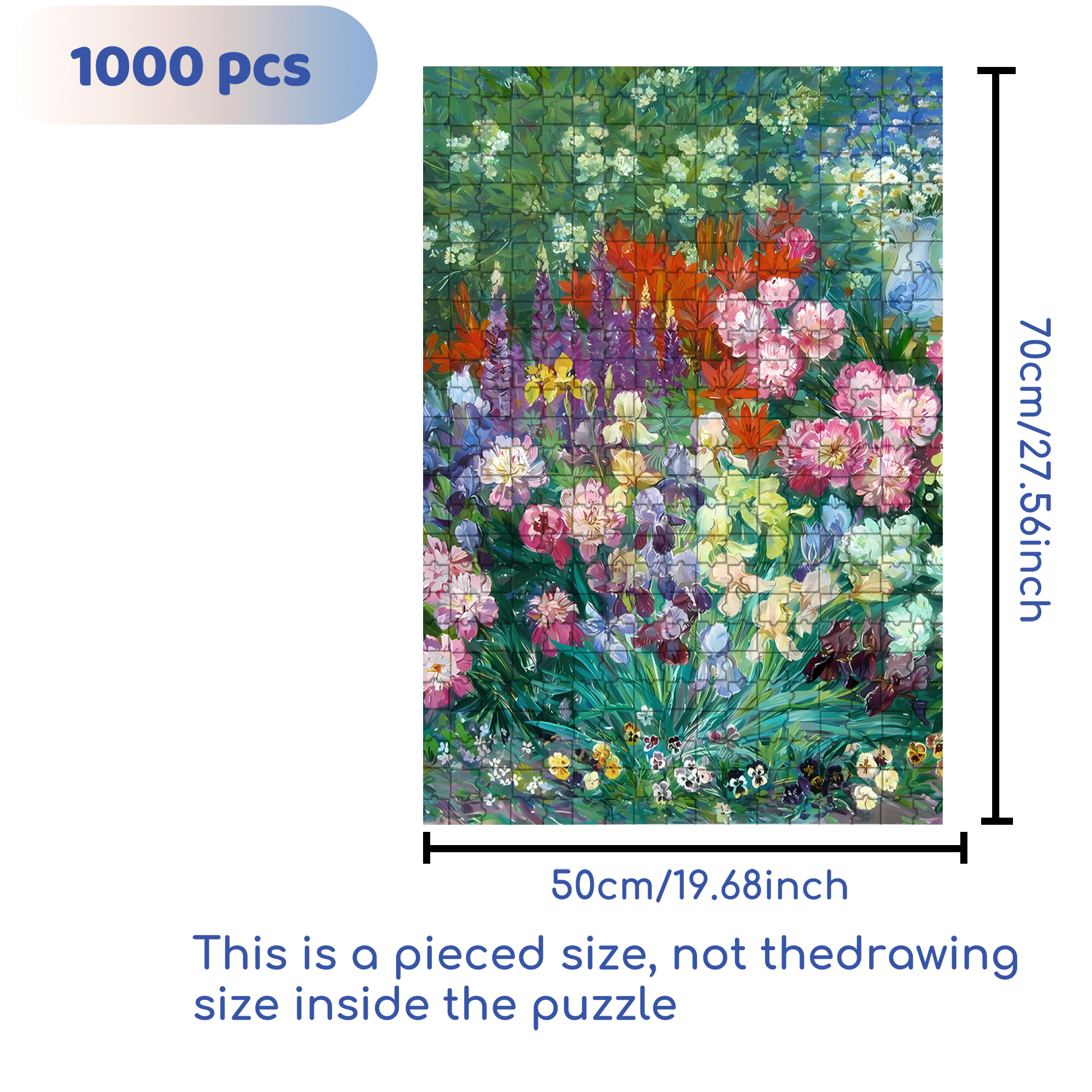 Spring Wildflower Waterfall 500pcs/1000pcs Jigsaw Puzzle, Scratch-Resistant, Interactive Family Game & Brain-Boosting DIY Decor, Perfect for Halloween, Christmas & New Year Gifts, Family Puzzle Game