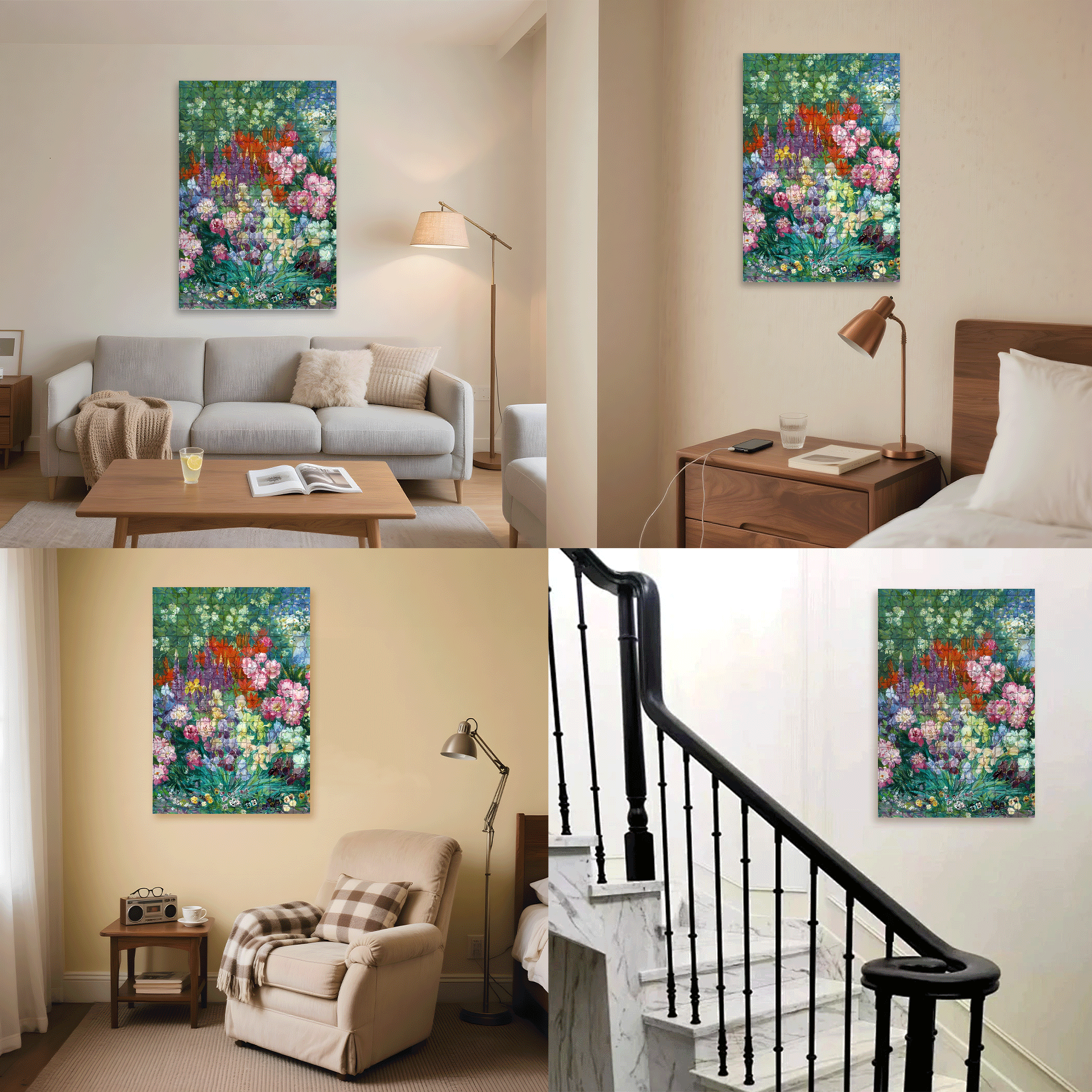 Spring Wildflower Waterfall 500pcs/1000pcs Jigsaw Puzzle, Scratch-Resistant, Interactive Family Game & Brain-Boosting DIY Decor, Perfect for Halloween, Christmas & New Year Gifts, Family Puzzle Game