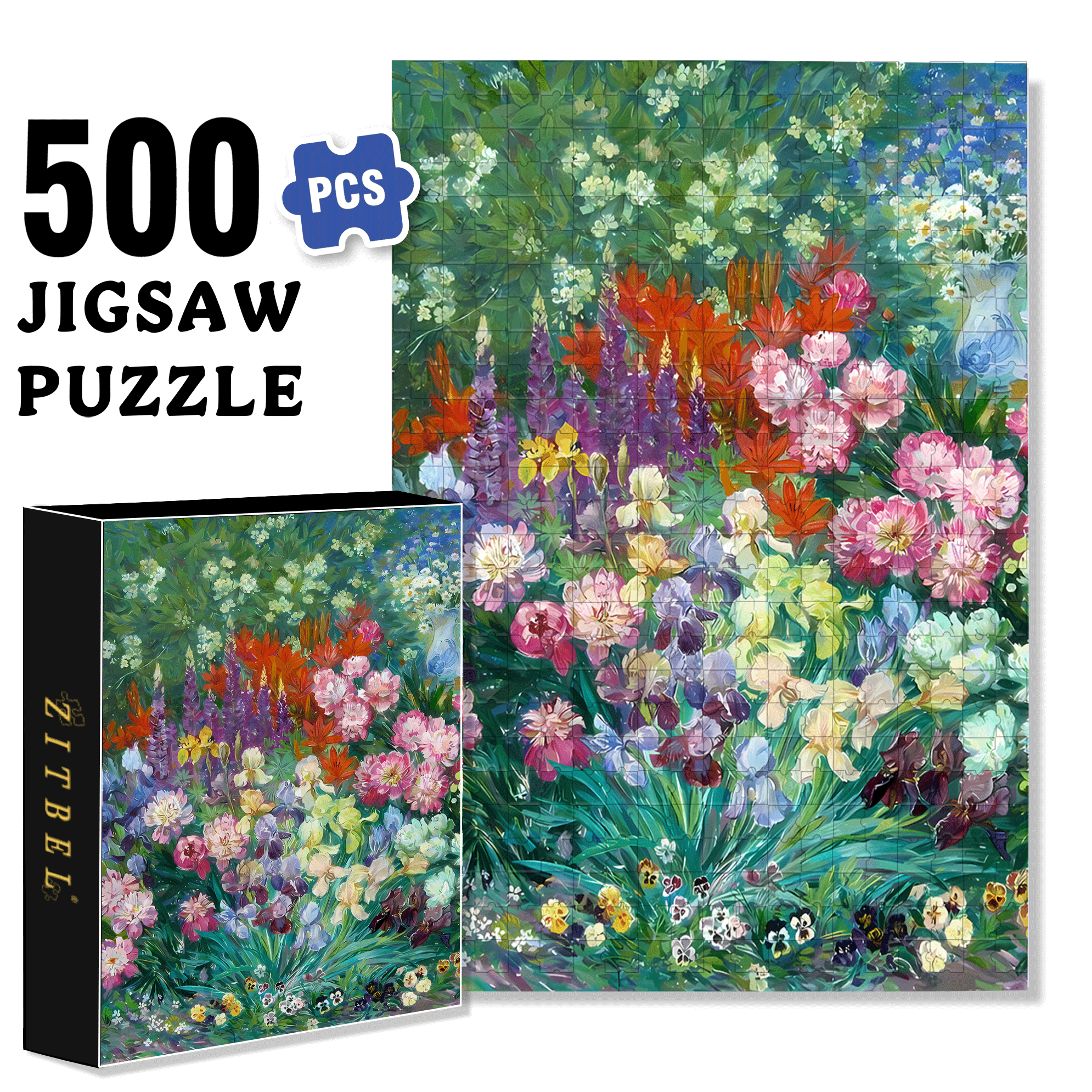 Spring Wildflower Waterfall 500pcs/1000pcs Jigsaw Puzzle, Scratch-Resistant, Interactive Family Game & Brain-Boosting DIY Decor, Perfect for Halloween, Christmas & New Year Gifts, Family Puzzle Game