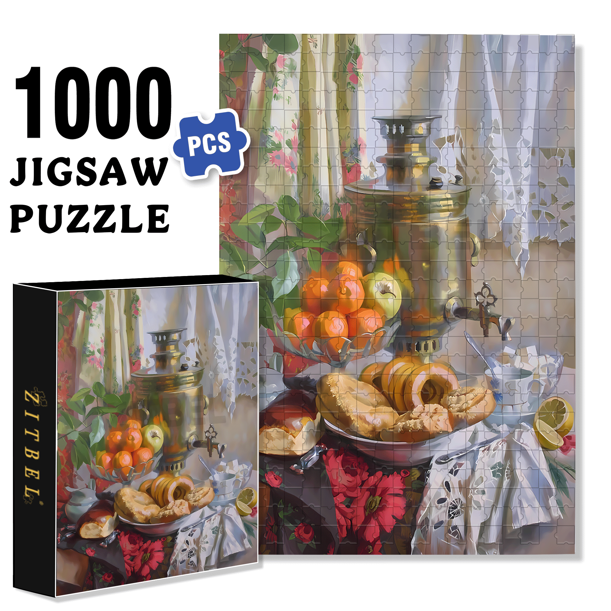 Tea With Caramel 500pcs/1000pcs Jigsaw Puzzle, Scratch-Resistant, Interactive Family Game & Brain-Boosting DIY Decor, Perfect for Halloween, Christmas & New Year Gifts, Family Puzzle Game