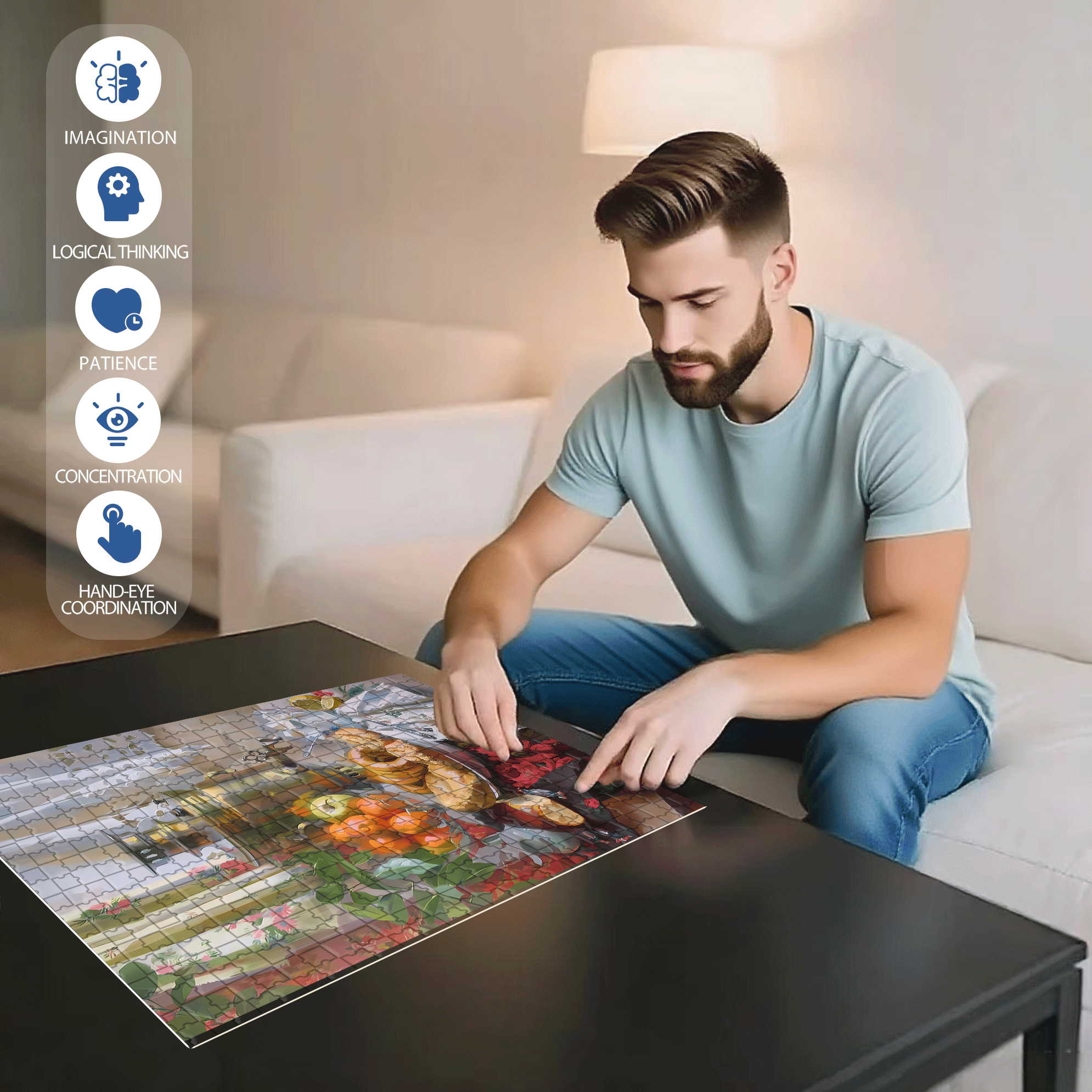 Tea With Caramel 500pcs/1000pcs Jigsaw Puzzle, Scratch-Resistant, Interactive Family Game & Brain-Boosting DIY Decor, Perfect for Halloween, Christmas & New Year Gifts, Family Puzzle Game