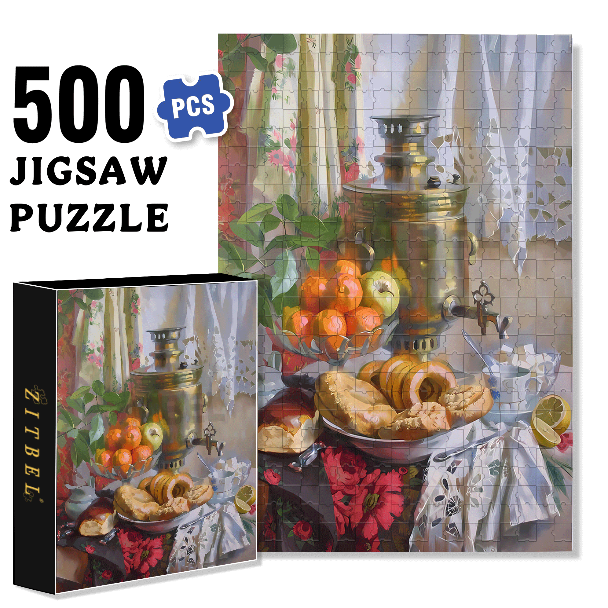 Tea With Caramel 500pcs/1000pcs Jigsaw Puzzle, Scratch-Resistant, Interactive Family Game & Brain-Boosting DIY Decor, Perfect for Halloween, Christmas & New Year Gifts, Family Puzzle Game