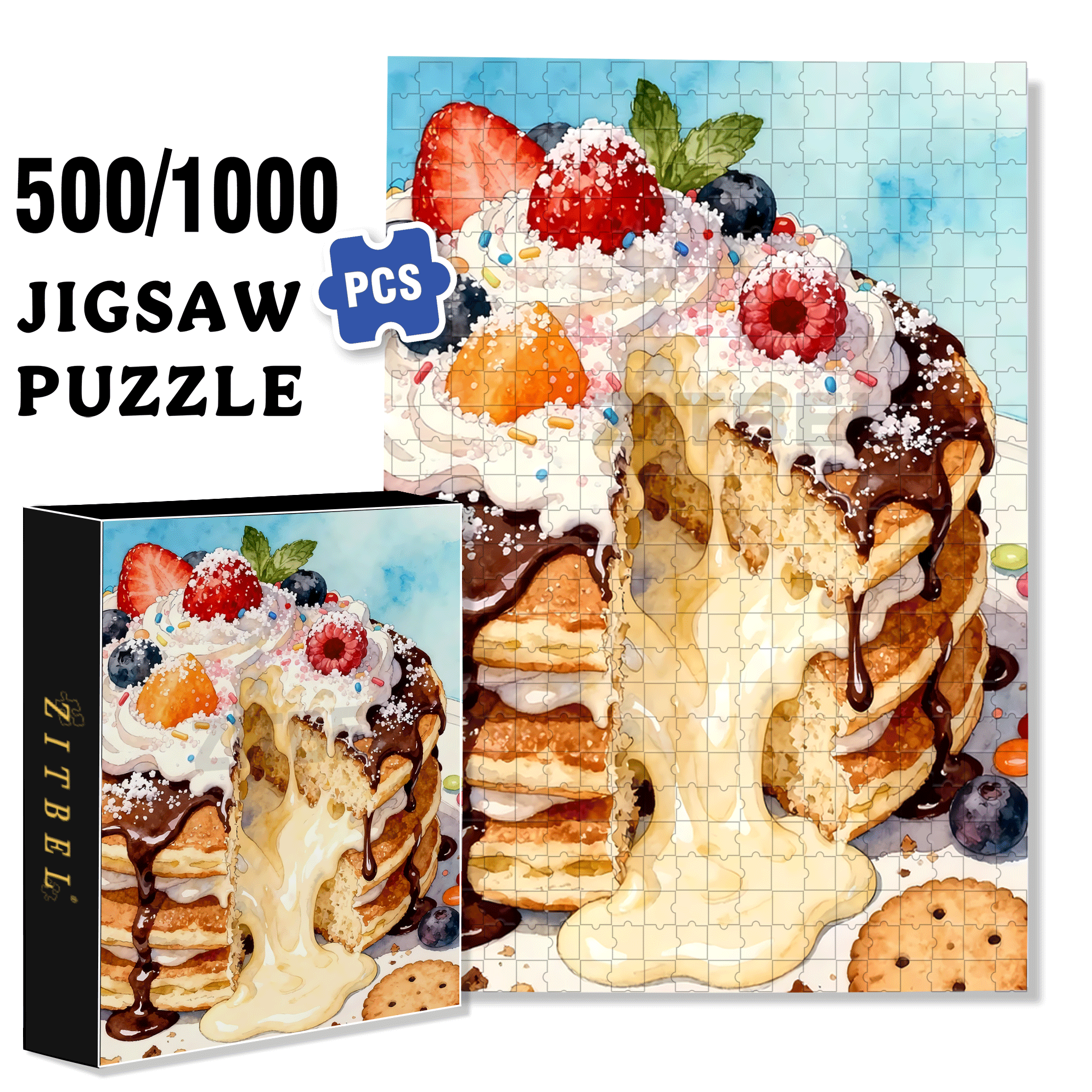 Tempting Sweet 500pcs/1000pcs Jigsaw Puzzle, Scratch-Resistant, Interactive Family Game & Brain-Boosting DIY Decor, Perfect for Halloween, Christmas & New Year Gifts, Family Puzzle Game