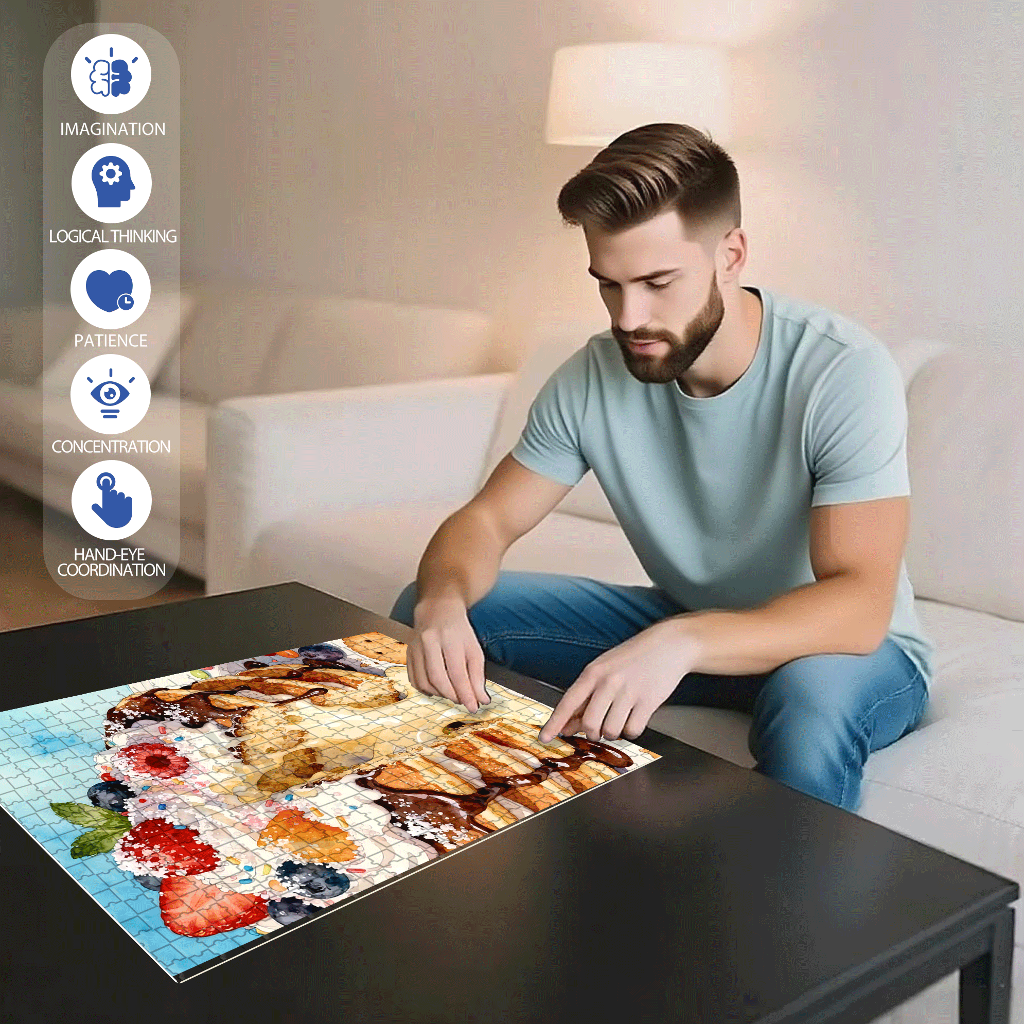 Tempting Sweet 500pcs/1000pcs Jigsaw Puzzle, Scratch-Resistant, Interactive Family Game & Brain-Boosting DIY Decor, Perfect for Halloween, Christmas & New Year Gifts, Family Puzzle Game