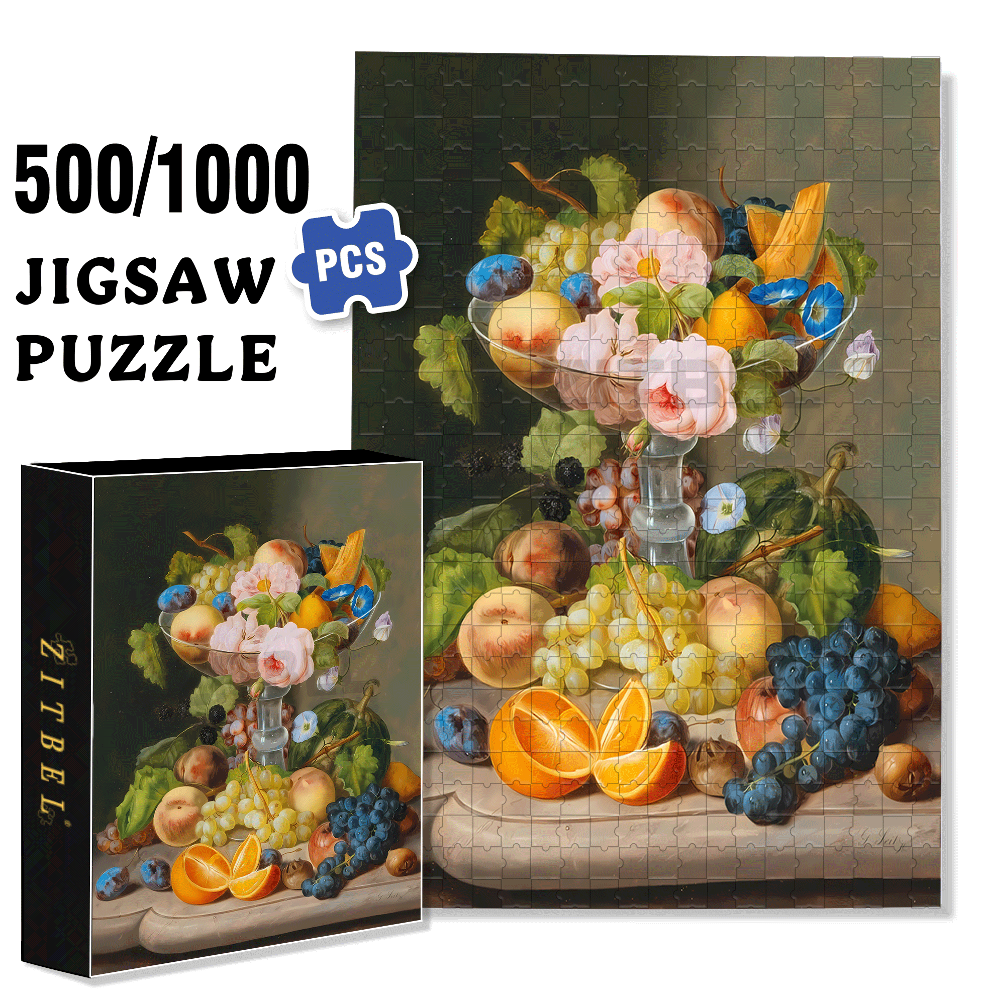 The Aroma Of Fruit Is Delightful 500pcs/1000pcs Jigsaw Puzzle, Scratch-Resistant, Interactive Family Game & Brain-Boosting DIY Decor, Perfect for Halloween, Christmas & New Year Gifts, Family Puzzle Game