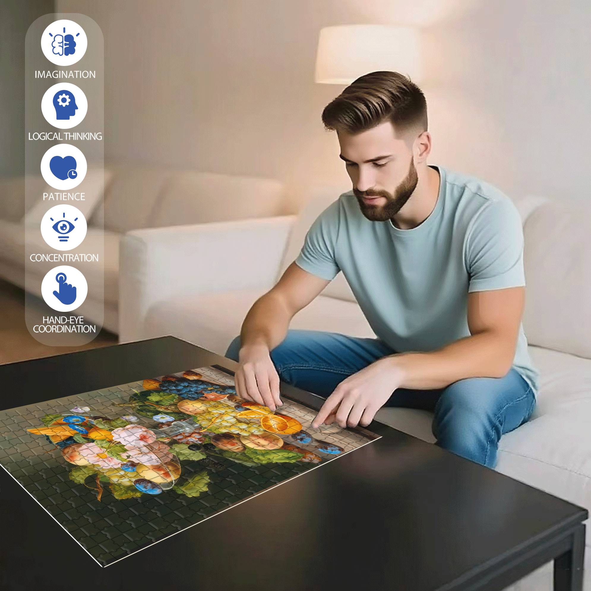 The Aroma Of Fruit Is Delightful 500pcs/1000pcs Jigsaw Puzzle, Scratch-Resistant, Interactive Family Game & Brain-Boosting DIY Decor, Perfect for Halloween, Christmas & New Year Gifts, Family Puzzle Game