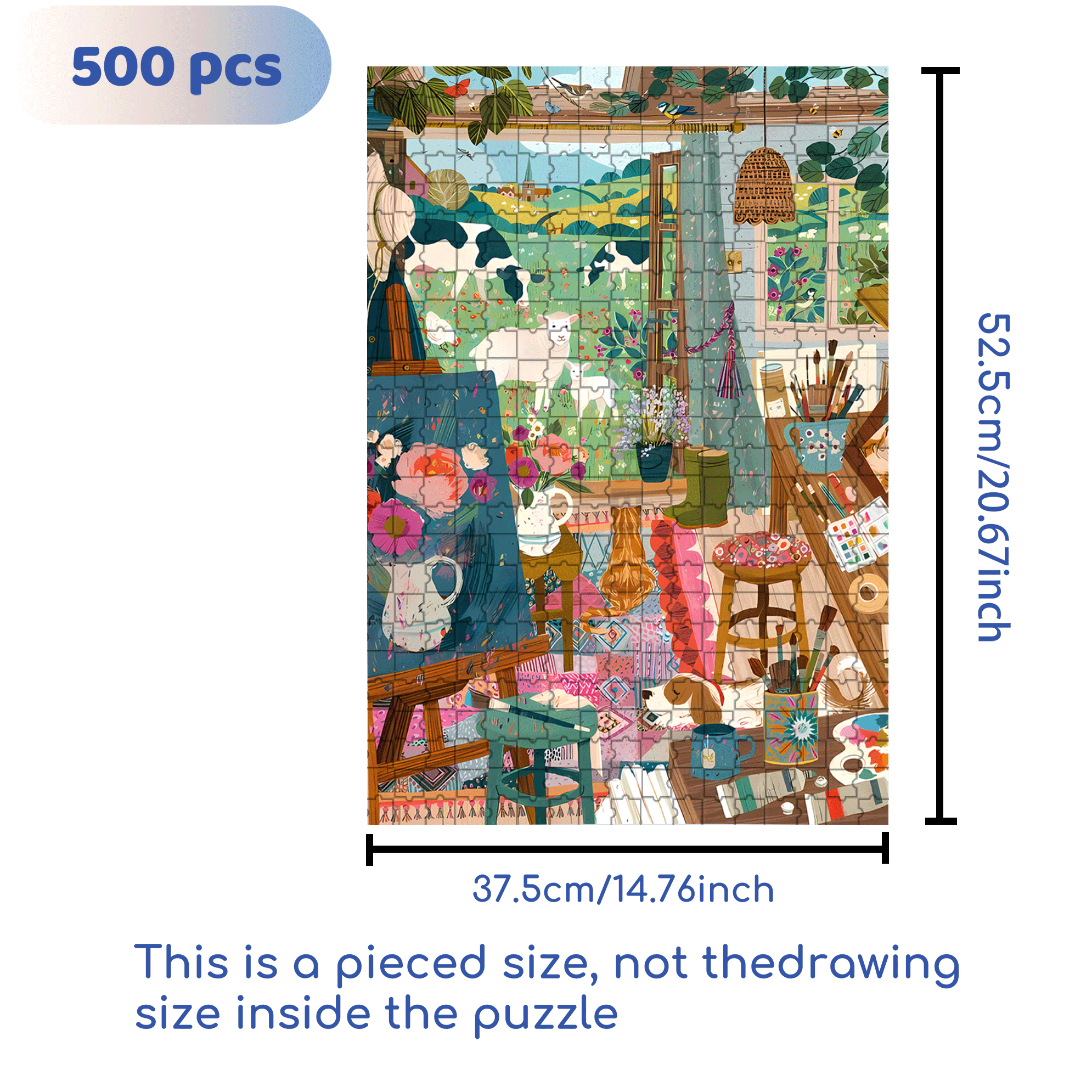 The Painter's Home 500pcs/1000pcs Jigsaw Puzzle, Scratch-Resistant, Interactive Family Game & Brain-Boosting DIY Decor, Perfect for Halloween, Christmas & New Year Gifts, Family Puzzle Game