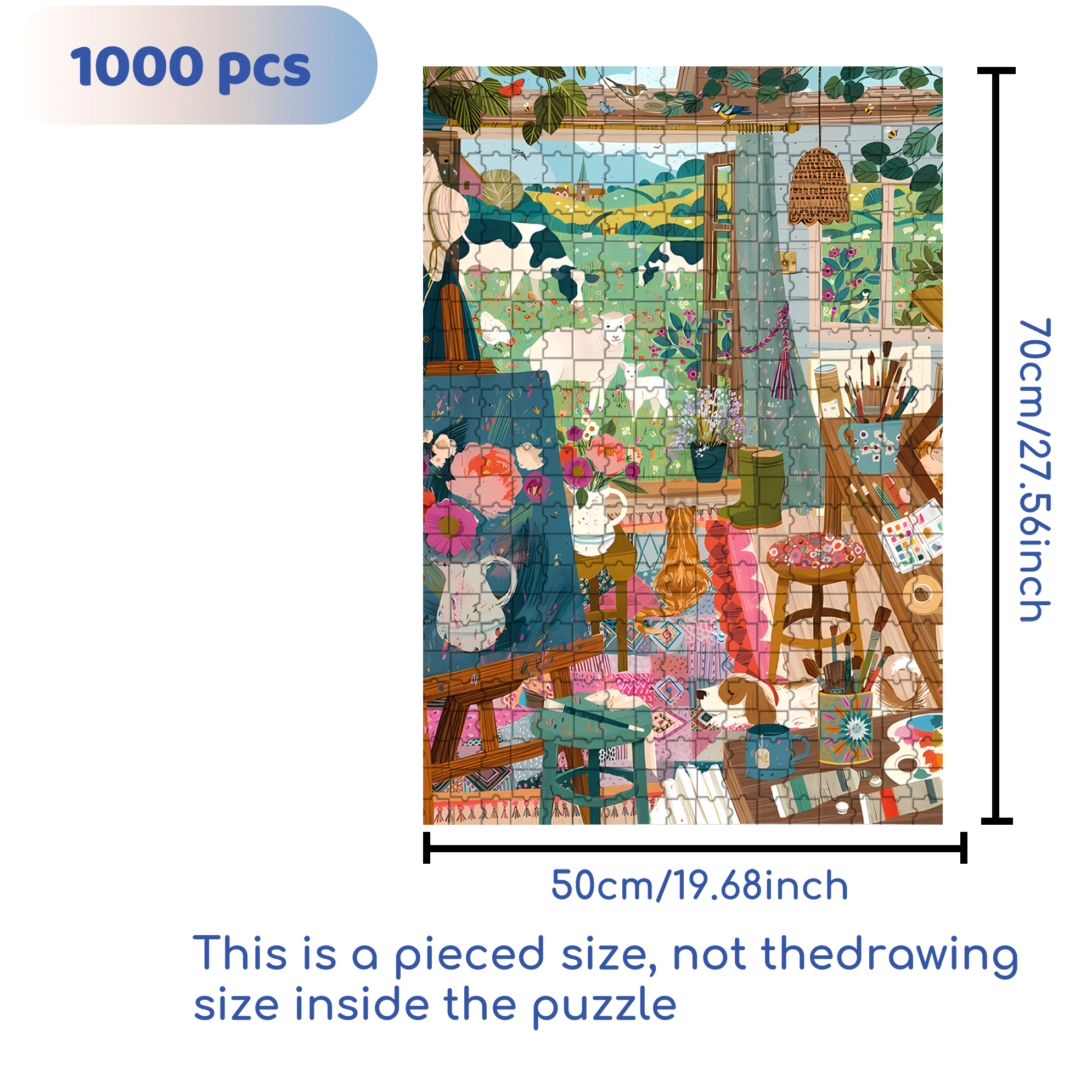 The Painter's Home 500pcs/1000pcs Jigsaw Puzzle, Scratch-Resistant, Interactive Family Game & Brain-Boosting DIY Decor, Perfect for Halloween, Christmas & New Year Gifts, Family Puzzle Game