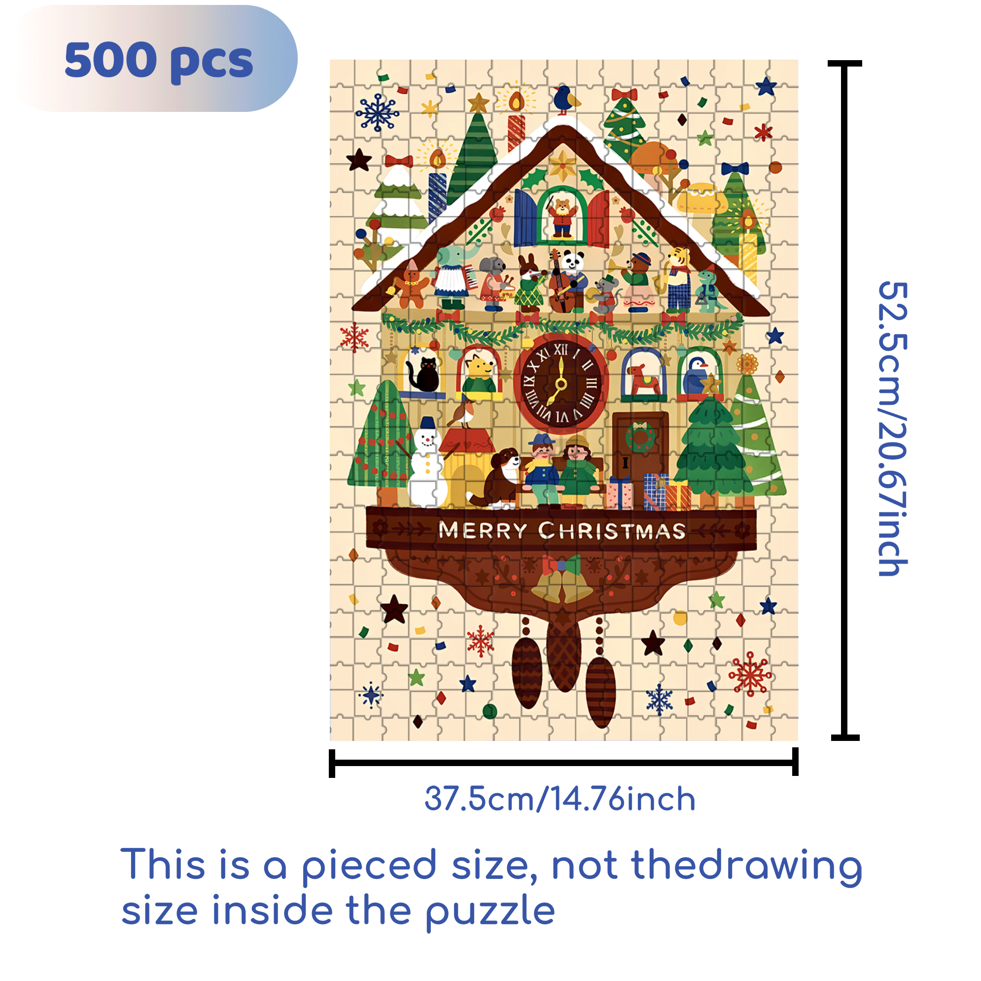 Vintage Wall Clock 500pcs/1000pcs Jigsaw Puzzle, Scratch-Resistant, Interactive Family Game & Brain-Boosting DIY Decor, Perfect for Halloween, Christmas & New Year Gifts, Family Puzzle Game