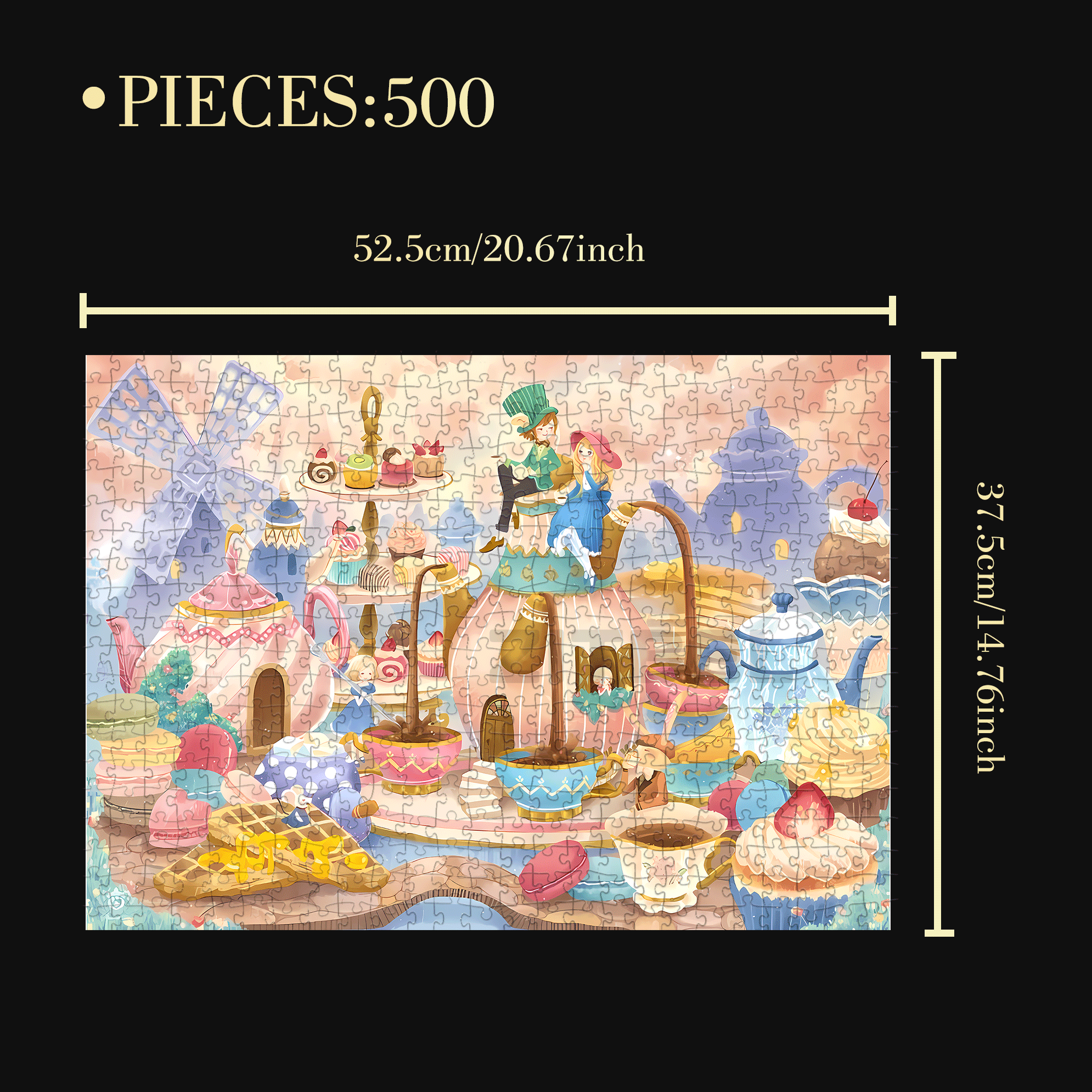 Afternoon Tea Date 500pcs/1000pcs Jigsaw Puzzle, Scratch-Resistant, Interactive Family Game & Brain-Boosting DIY Decor, Perfect for Halloween, Christmas & New Year Gifts, Family Puzzle Game