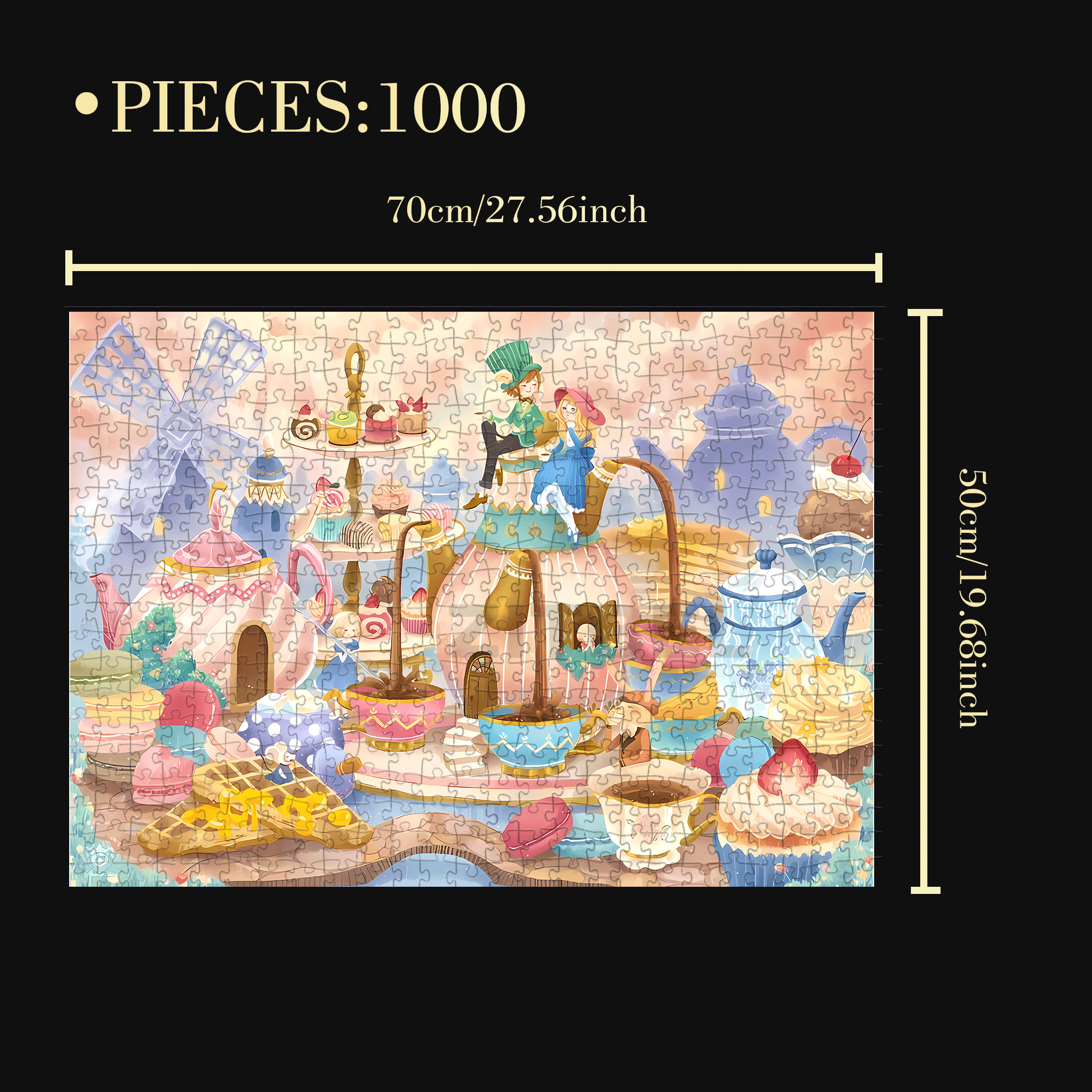 Afternoon Tea Date 500pcs/1000pcs Jigsaw Puzzle, Scratch-Resistant, Interactive Family Game & Brain-Boosting DIY Decor, Perfect for Halloween, Christmas & New Year Gifts, Family Puzzle Game