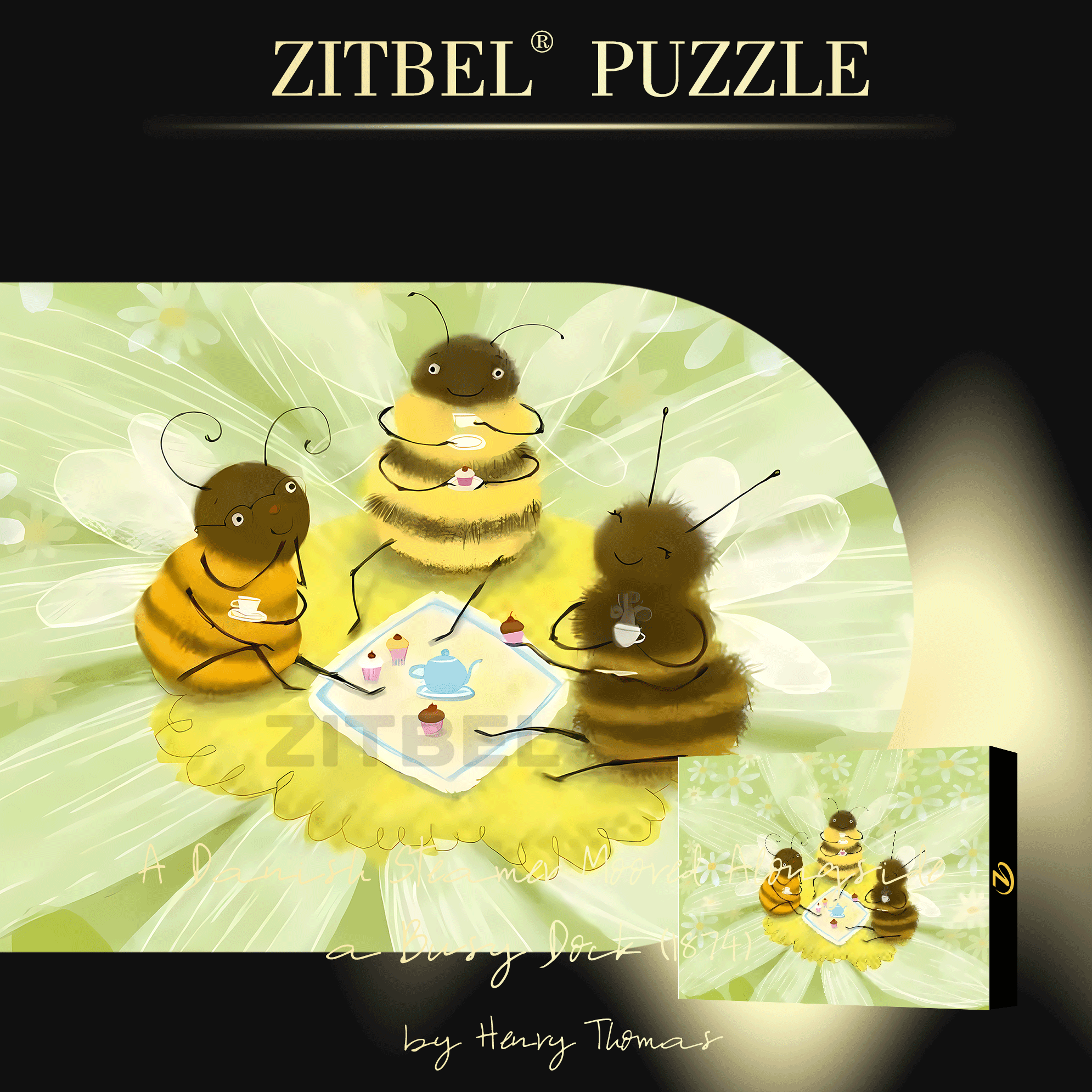 Afternoon Tea For Bees 500pcs/1000pcs Jigsaw Puzzle, Scratch-Resistant, Interactive Family Game & Brain-Boosting DIY Decor, Perfect for Halloween, Christmas & New Year Gifts, Family Puzzle Game