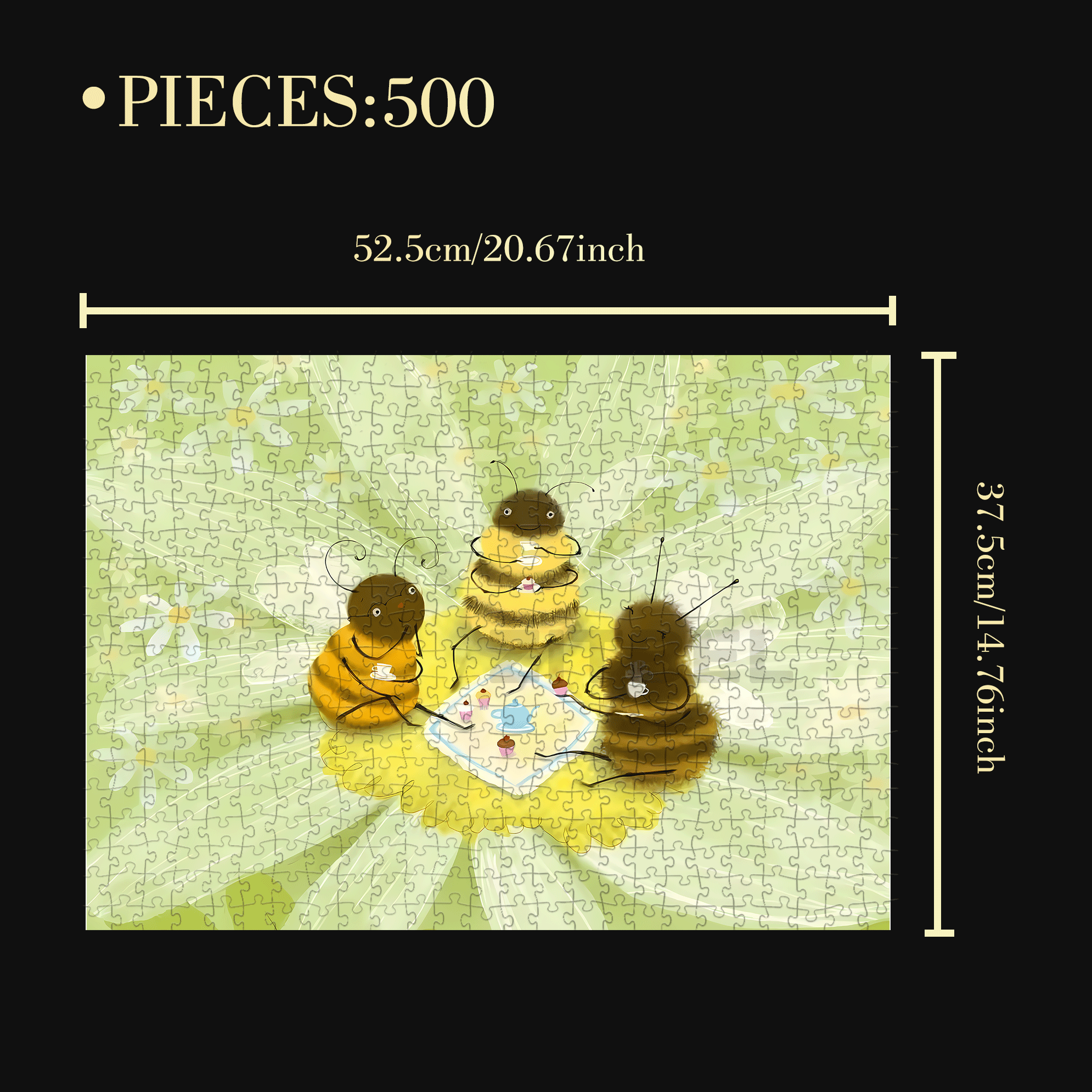 Afternoon Tea For Bees 500pcs/1000pcs Jigsaw Puzzle, Scratch-Resistant, Interactive Family Game & Brain-Boosting DIY Decor, Perfect for Halloween, Christmas & New Year Gifts, Family Puzzle Game