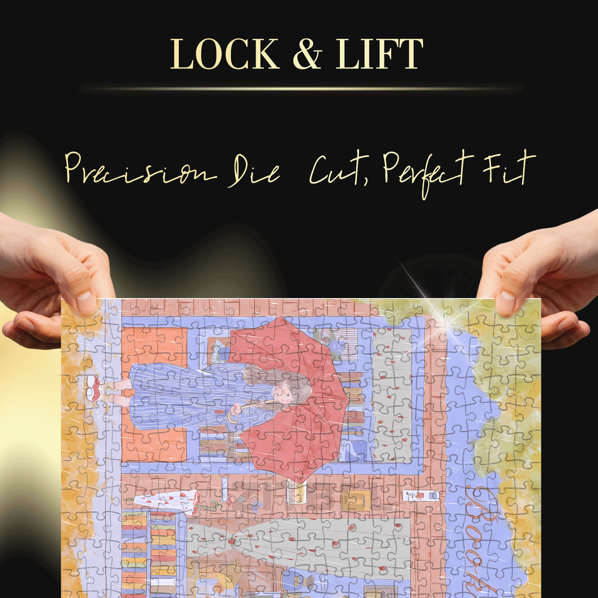 Book Cafe 500pcs/1000pcs Jigsaw Puzzle, Scratch-Resistant, Interactive Family Game & Brain-Boosting DIY Decor, Perfect for Halloween, Christmas & New Year Gifts, Family Puzzle Game