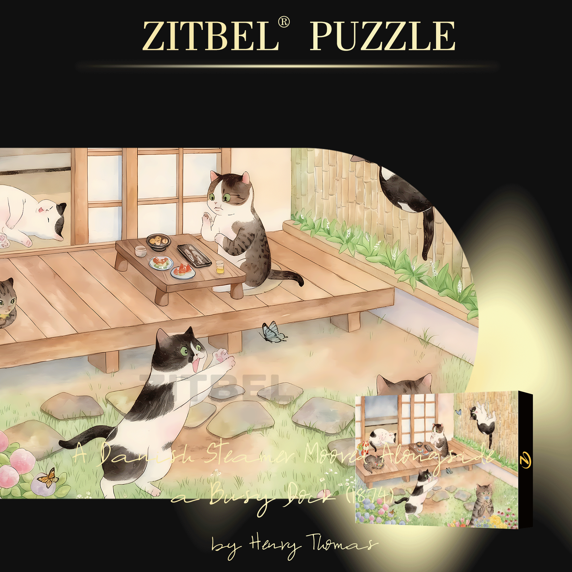 Cats On Sunday Afternoon 500pcs/1000pcs Jigsaw Puzzle, Scratch-Resistant, Interactive Family Game & Brain-Boosting DIY Decor, Perfect for Halloween, Christmas & New Year Gifts, Family Puzzle Game