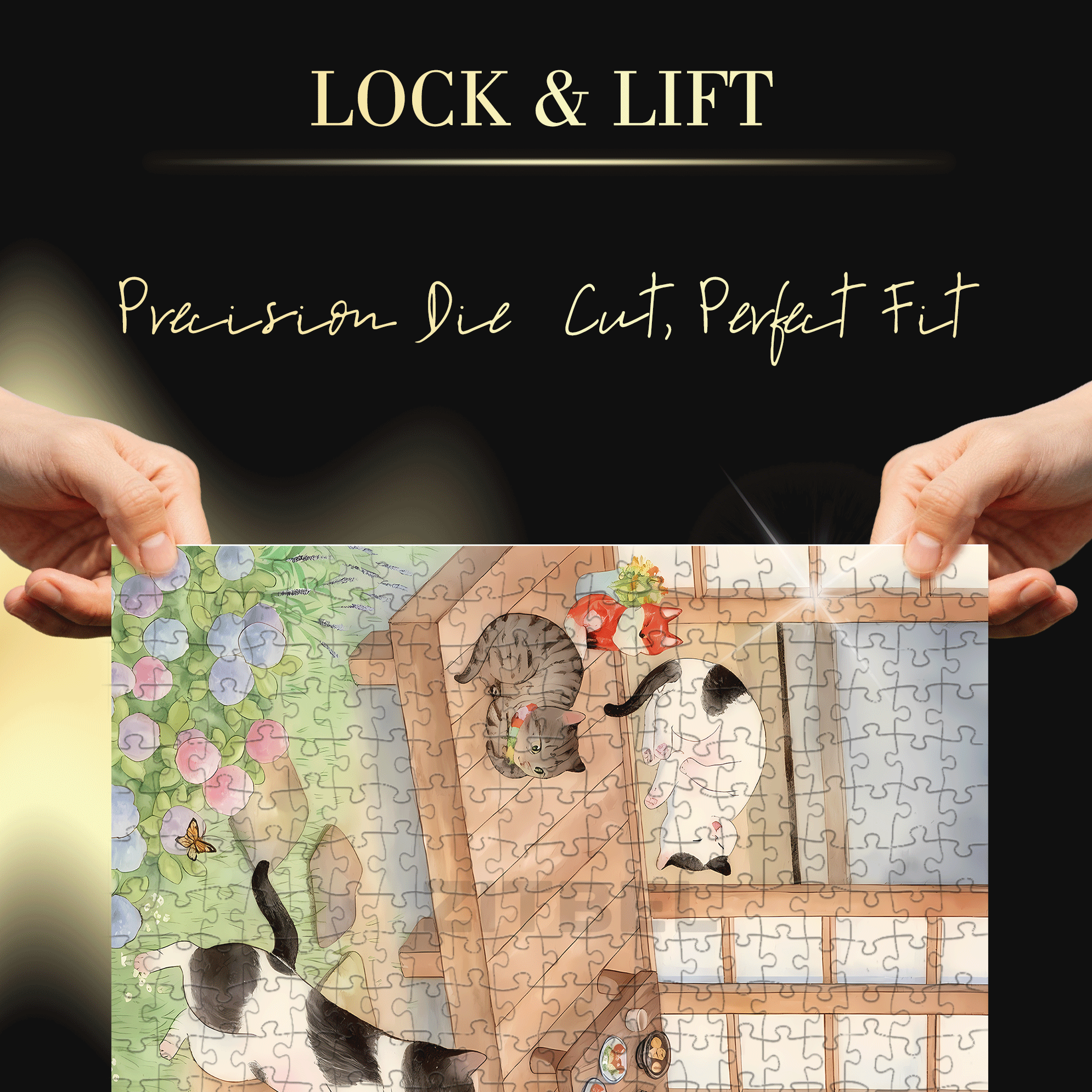 Cats On Sunday Afternoon 500pcs/1000pcs Jigsaw Puzzle, Scratch-Resistant, Interactive Family Game & Brain-Boosting DIY Decor, Perfect for Halloween, Christmas & New Year Gifts, Family Puzzle Game