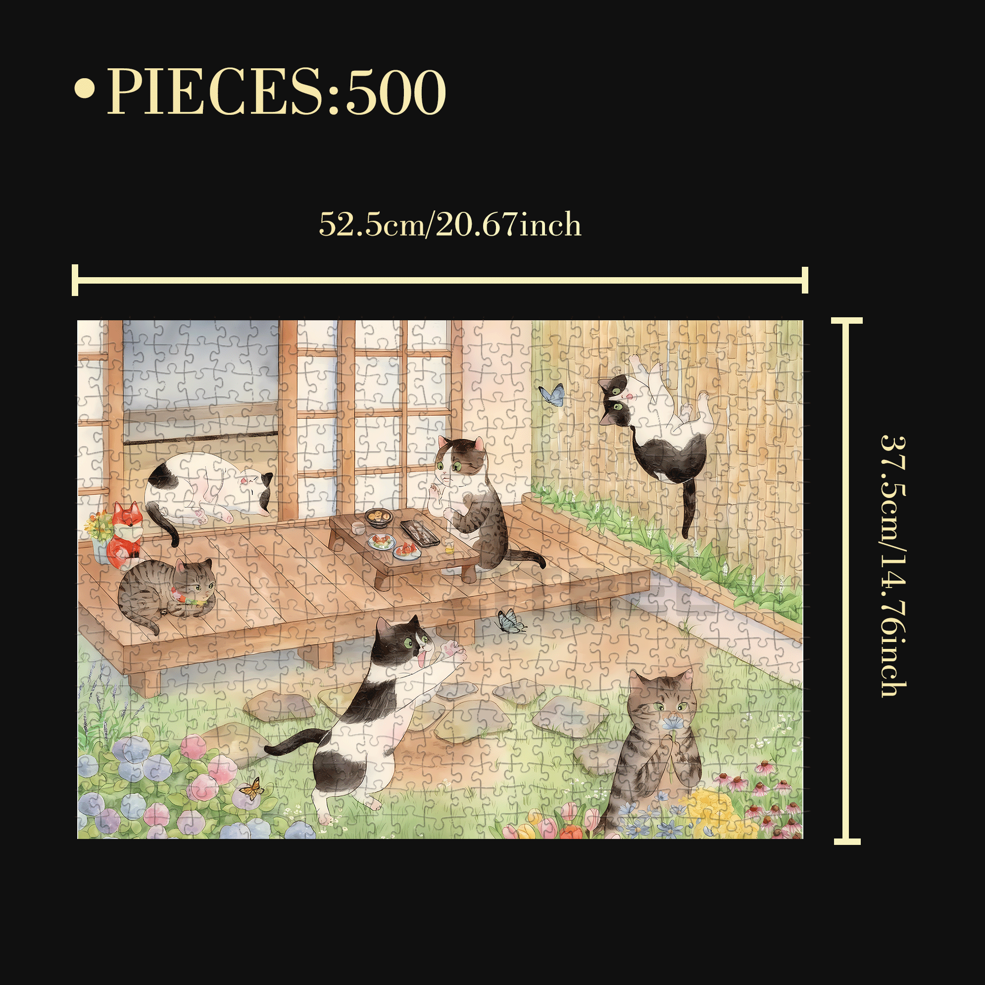 Cats On Sunday Afternoon 500pcs/1000pcs Jigsaw Puzzle, Scratch-Resistant, Interactive Family Game & Brain-Boosting DIY Decor, Perfect for Halloween, Christmas & New Year Gifts, Family Puzzle Game