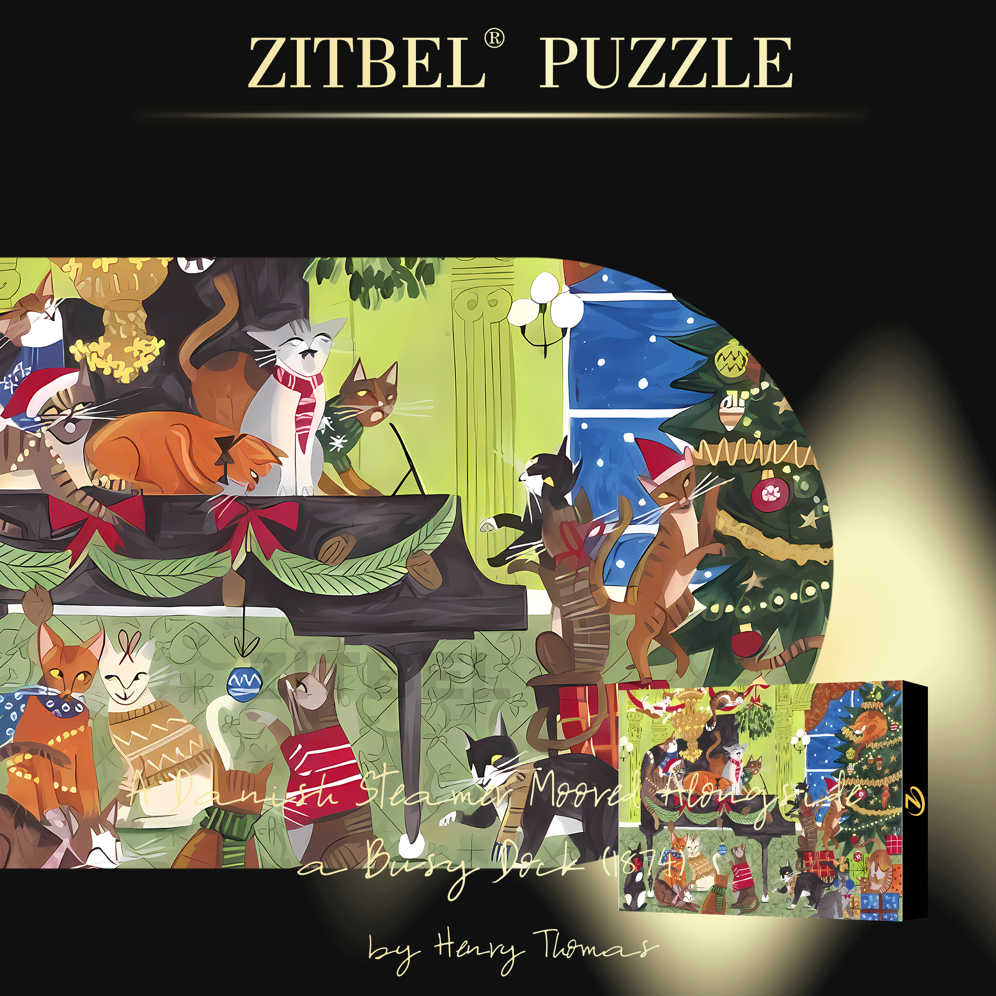 Cats Playing Piano 500pcs/1000pcs Jigsaw Puzzle, Scratch-Resistant, Interactive Family Game & Brain-Boosting DIY Decor, Perfect for Halloween, Christmas & New Year Gifts, Family Puzzle Game