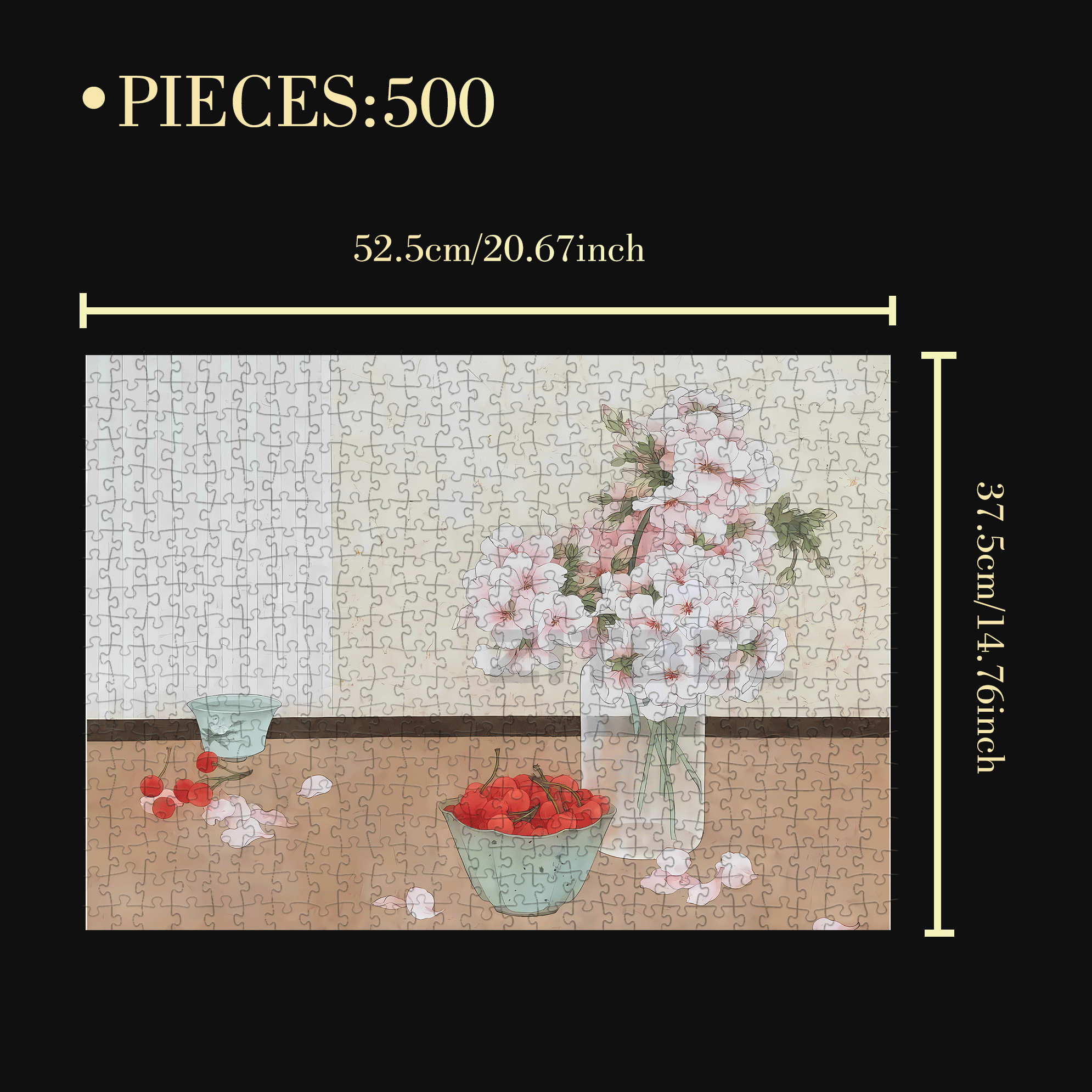 Eastern Aesthetics 3 500pcs/1000pcs Jigsaw Puzzle, Scratch-Resistant, Interactive Family Game & Brain-Boosting DIY Decor, Perfect for Halloween, Christmas & New Year Gifts, Family Puzzle Game
