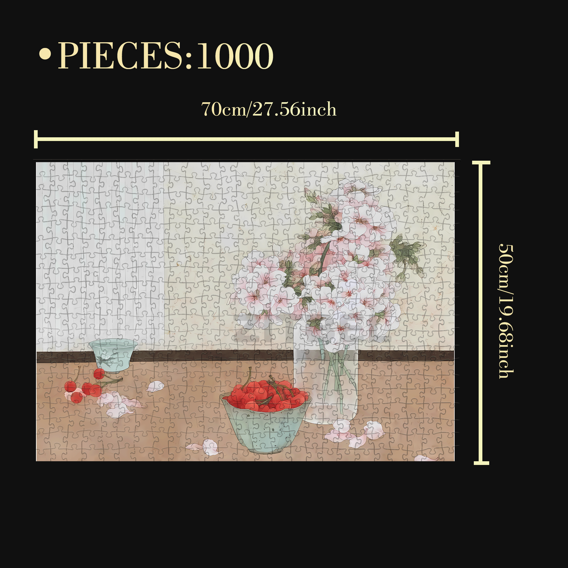 Eastern Aesthetics 3 500pcs/1000pcs Jigsaw Puzzle, Scratch-Resistant, Interactive Family Game & Brain-Boosting DIY Decor, Perfect for Halloween, Christmas & New Year Gifts, Family Puzzle Game